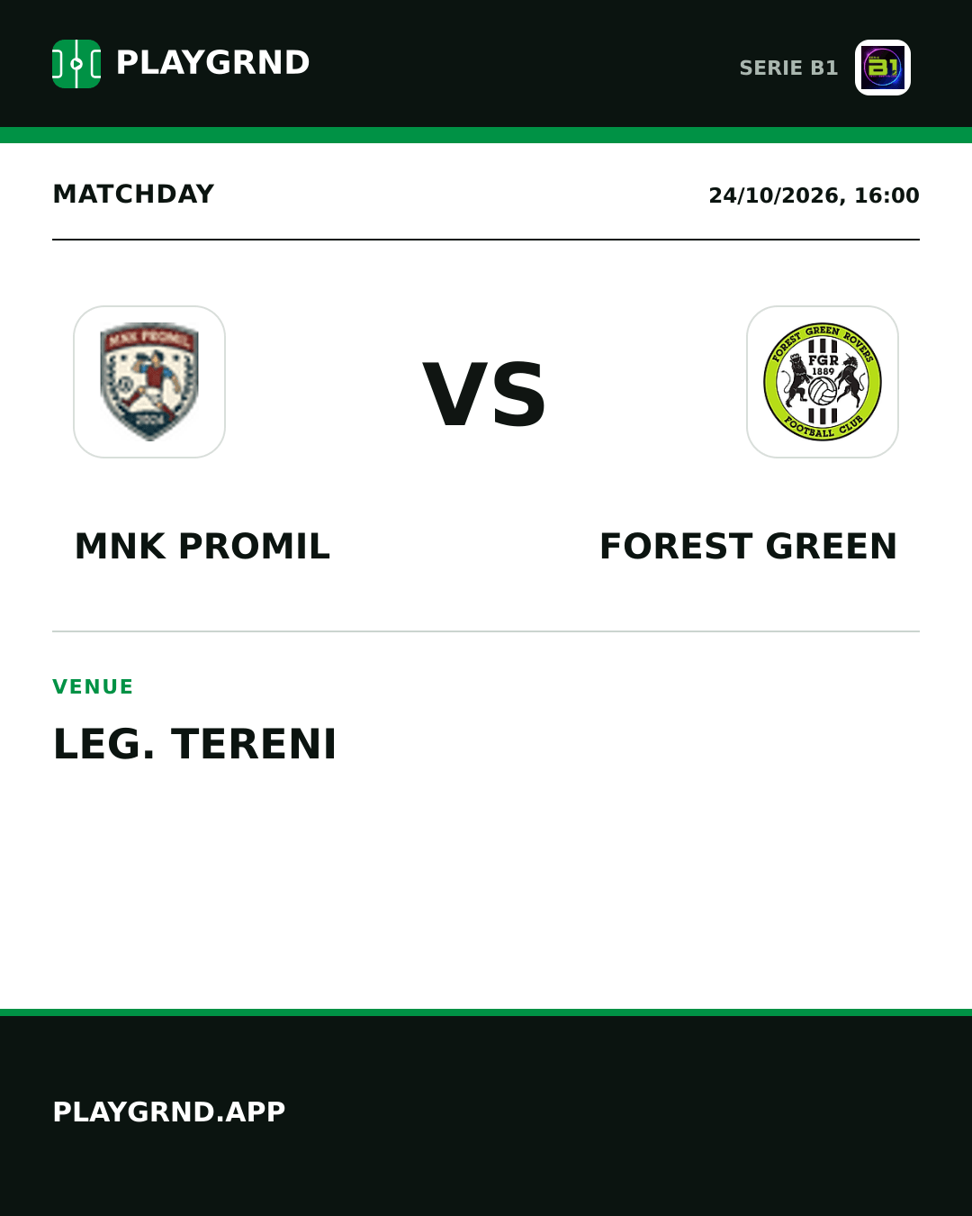 Instagram artwork: Mnk Promil vs Forest Green