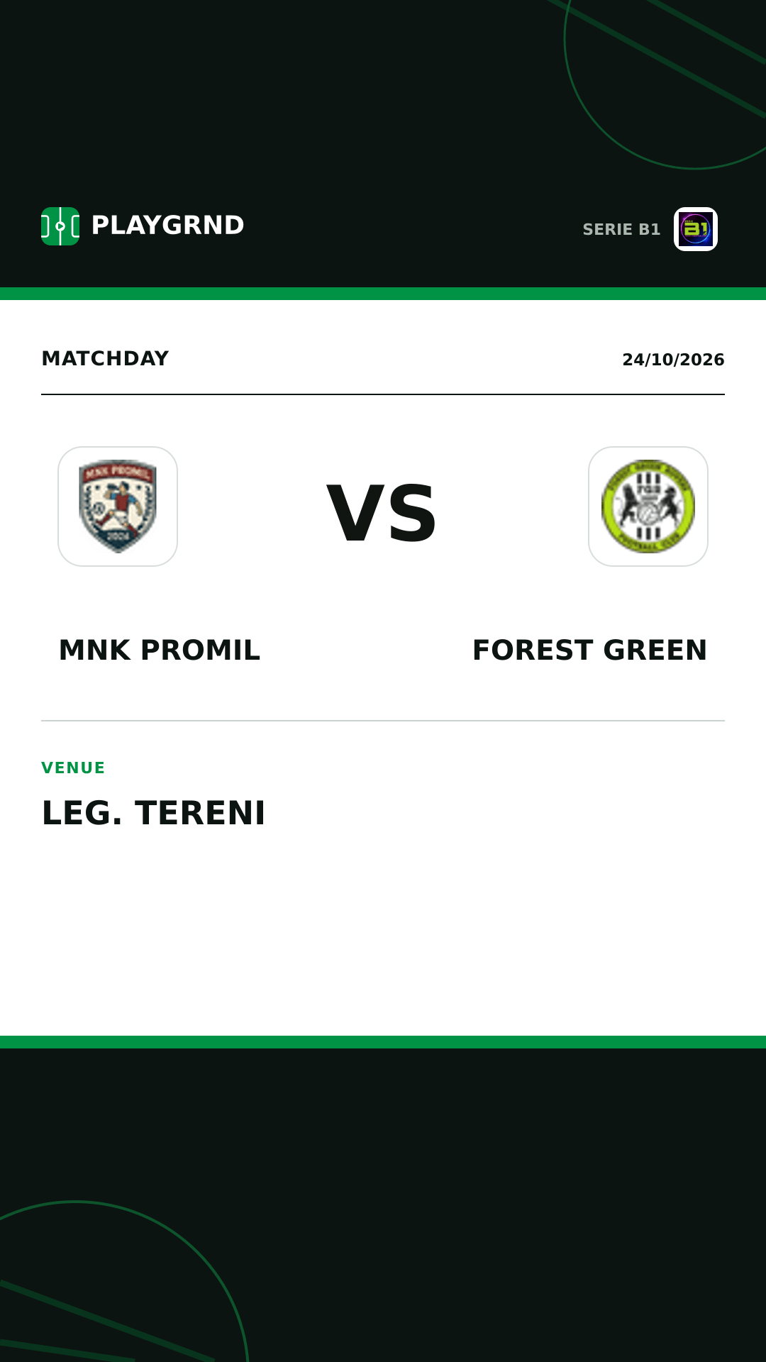 Instagram artwork: Mnk Promil vs Forest Green