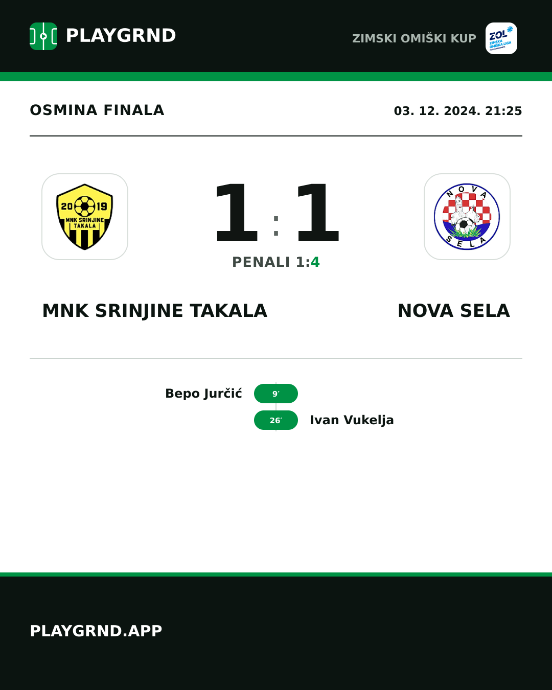 Instagram slika: MNK Srinjine Takala 1:1 Nova Sela