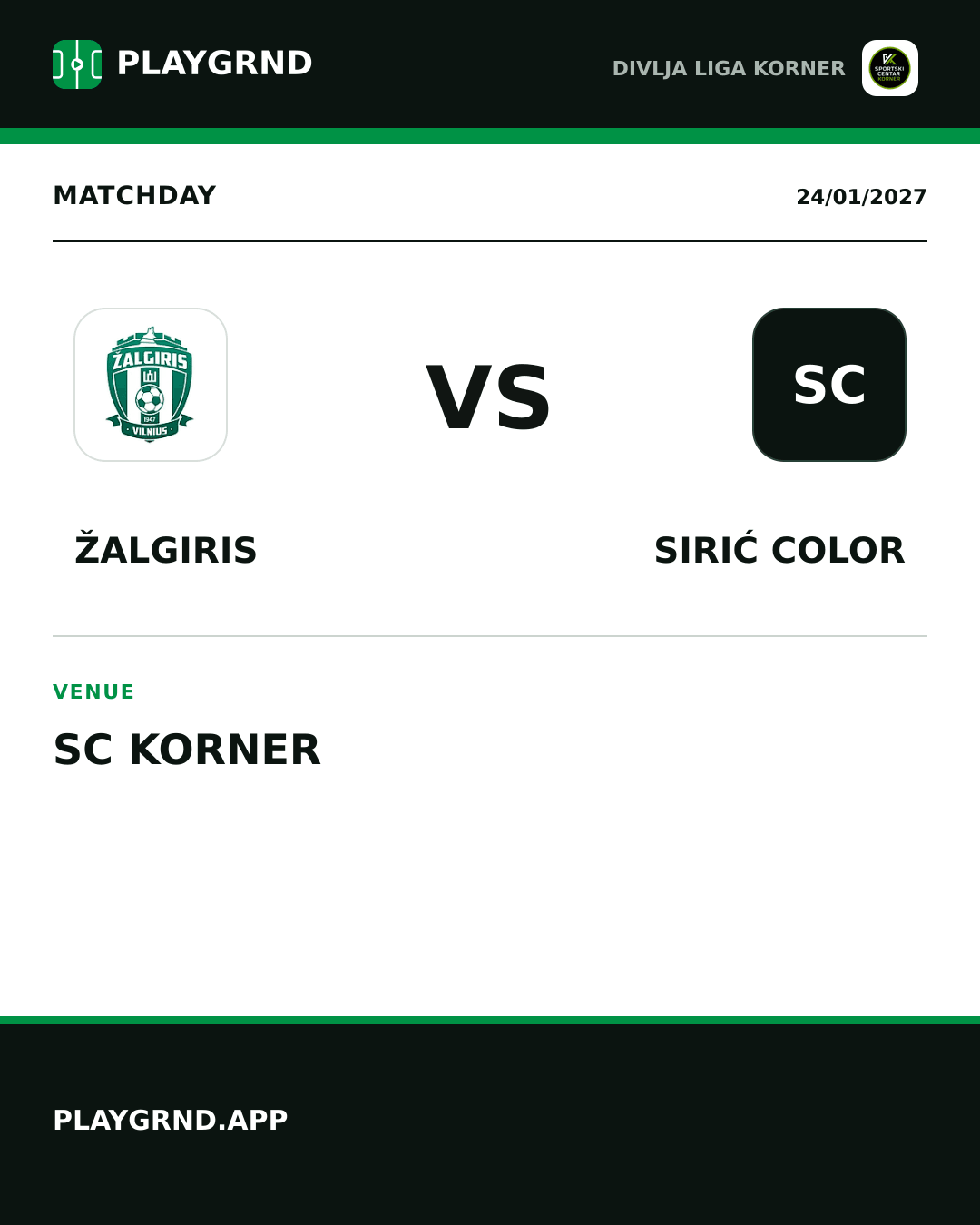 Instagram artwork: Žalgiris vs Sirić Color