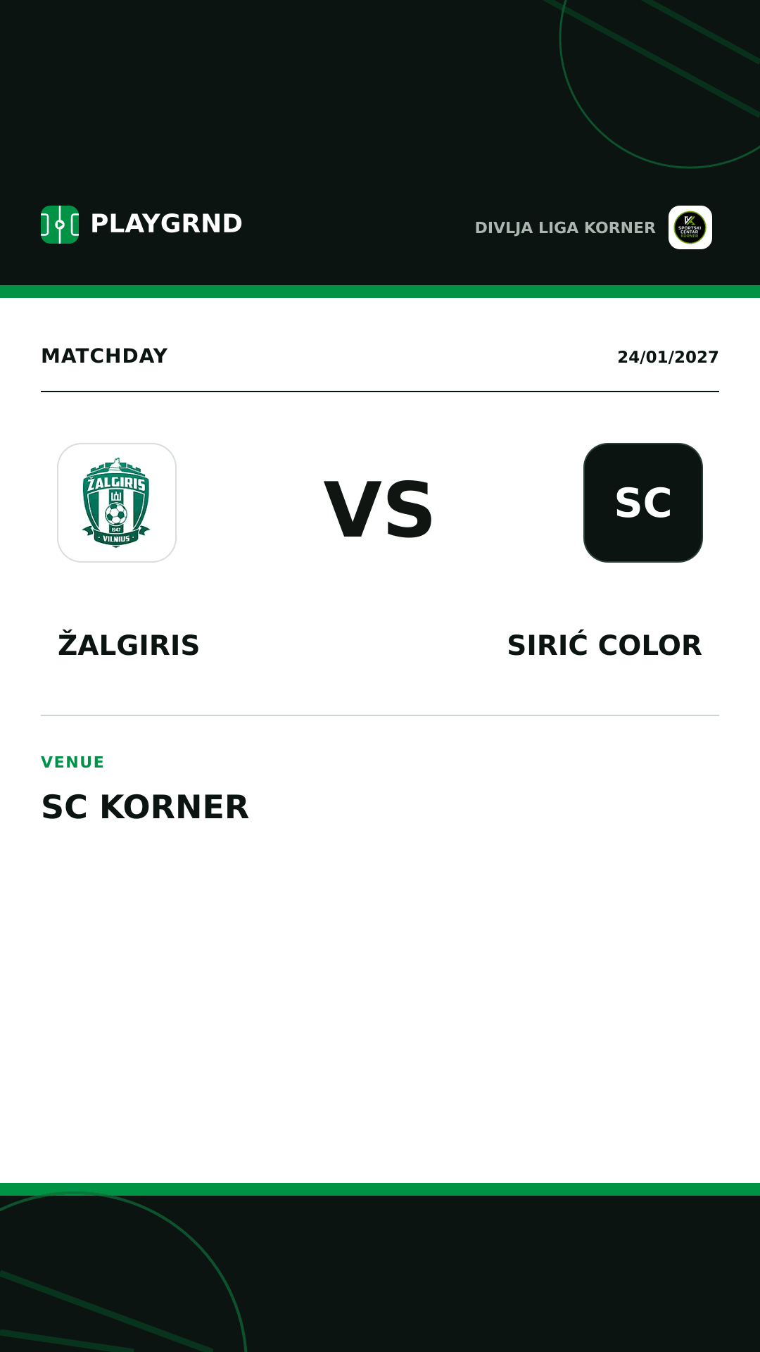 Instagram artwork: Žalgiris vs Sirić Color