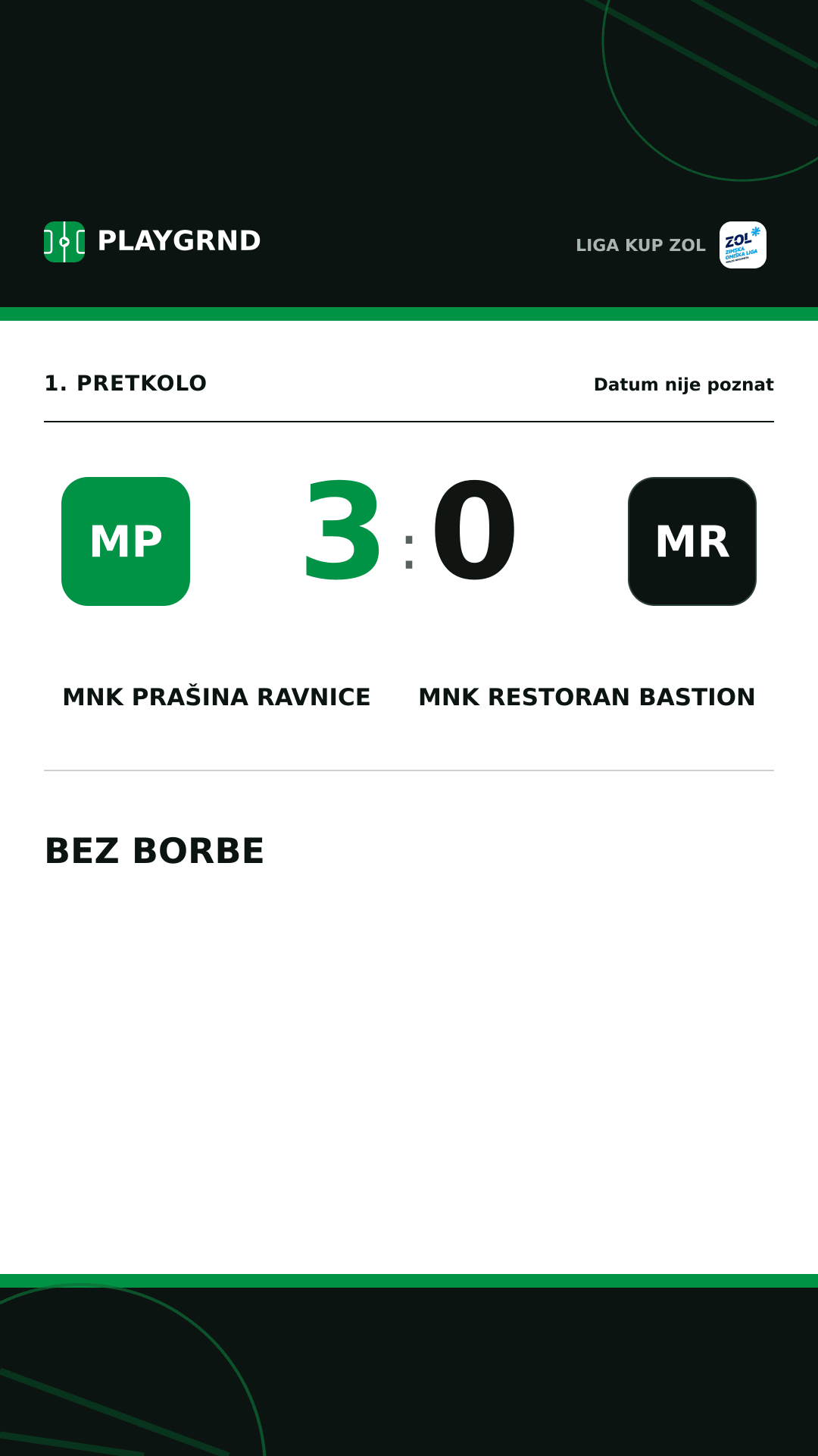 Instagram slika: MNK Prašina Ravnice 3:0 MNK Restoran Bastion