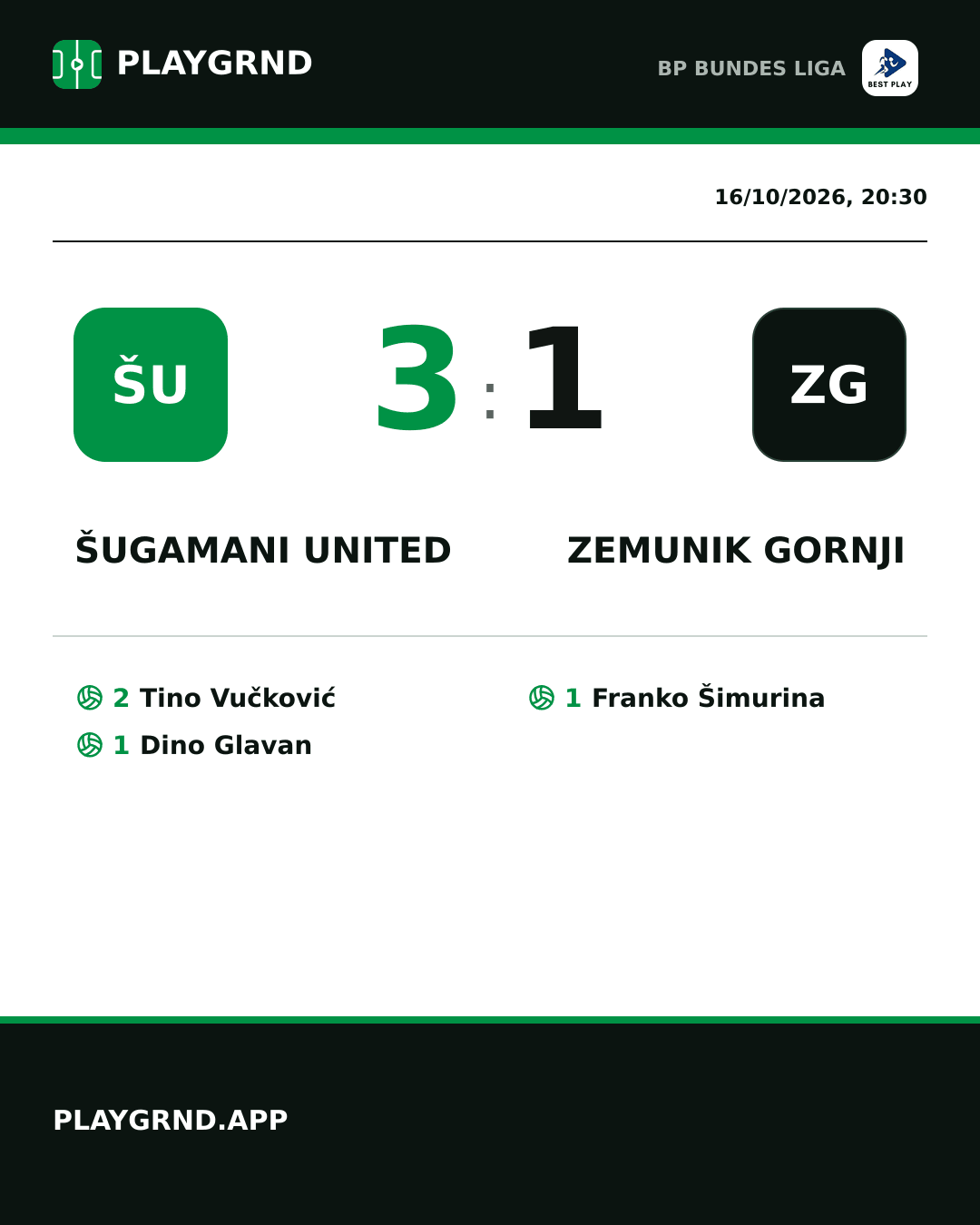 Instagram artwork: Šugamani United 3:1 Zemunik Gornji