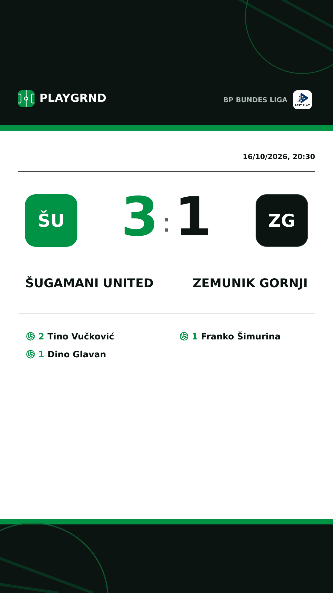Instagram artwork: Šugamani United 3:1 Zemunik Gornji