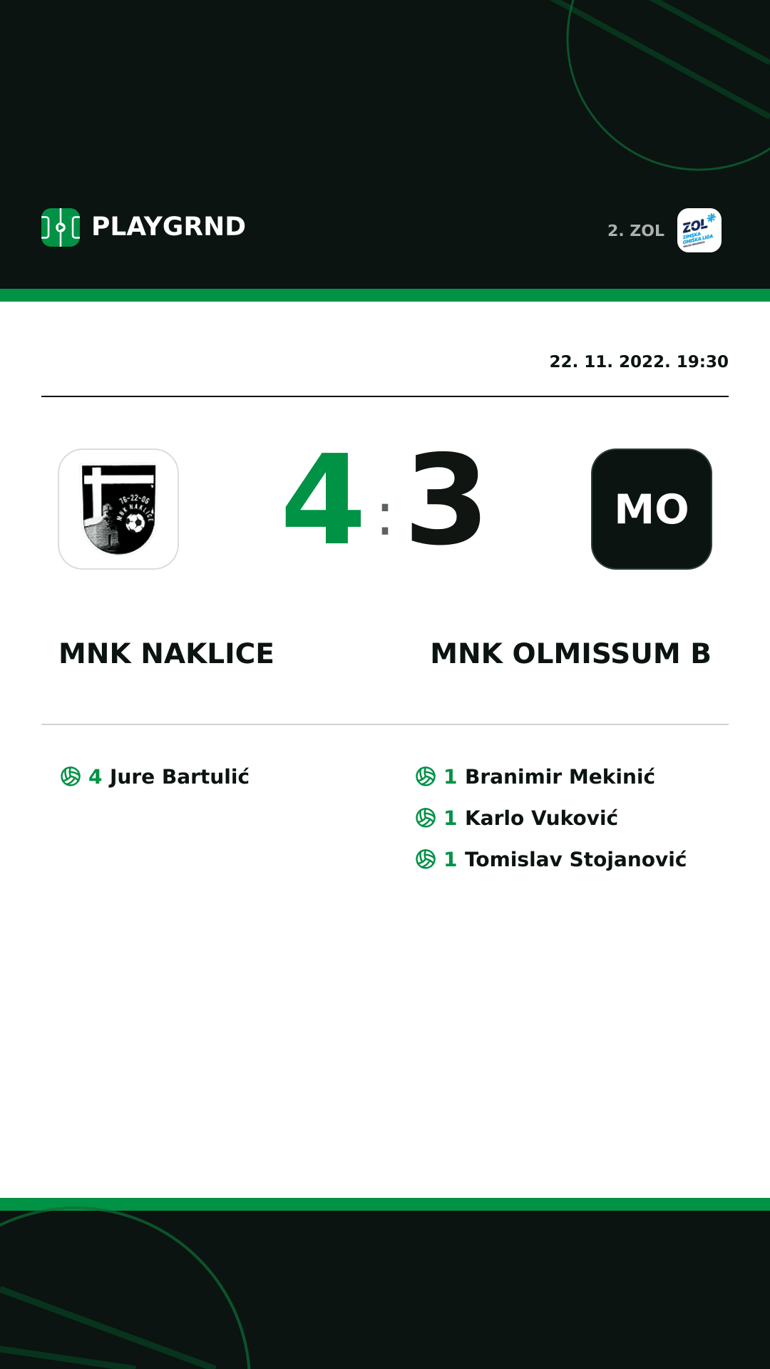 Instagram slika: MNK Naklice 4:3 MNK Olmissum B