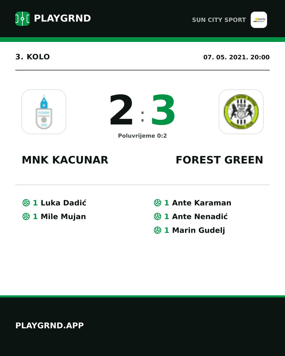Instagram slika: Mnk Kacunar 2:3 Forest Green