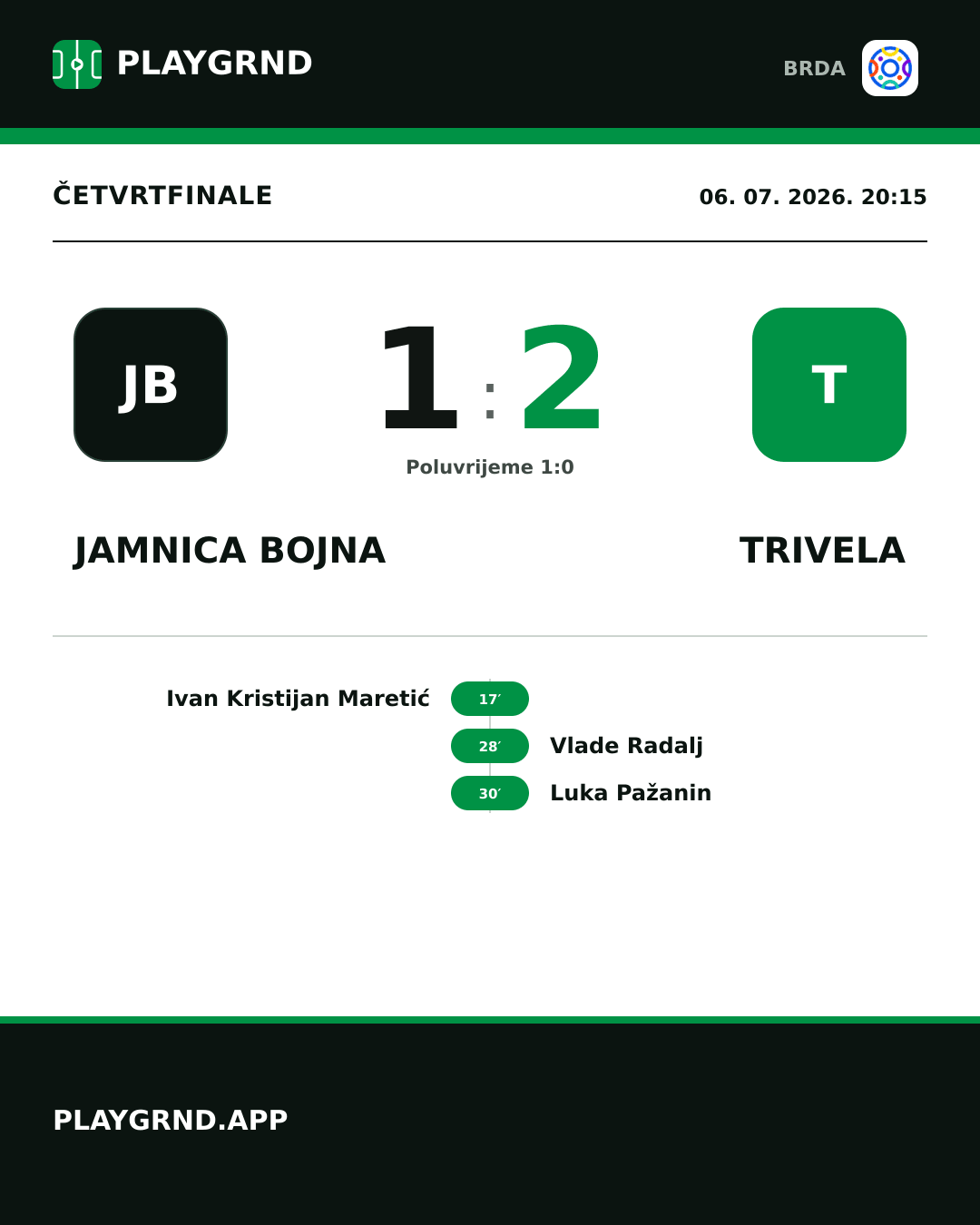 Instagram slika: Jamnica Bojna 1:2 Trivela