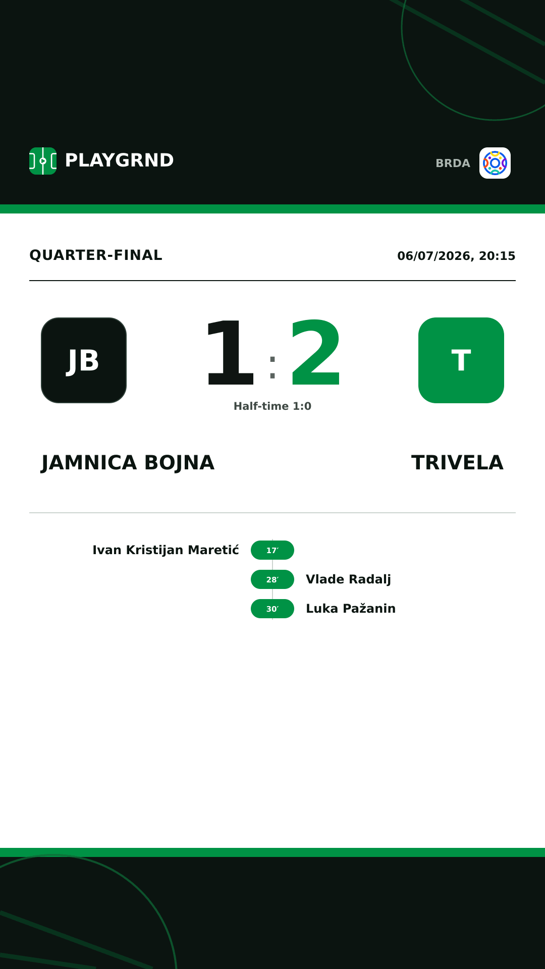 Instagram artwork: Jamnica Bojna 1:2 Trivela