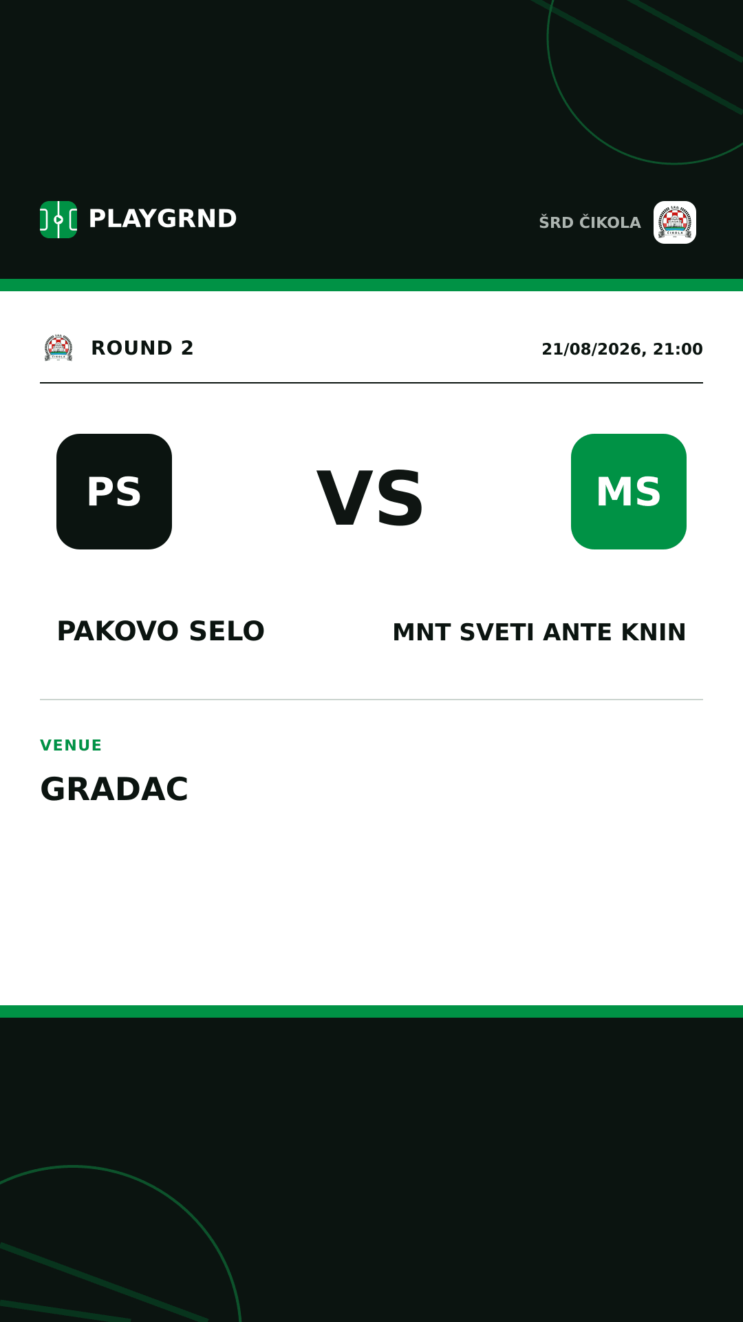 Instagram artwork: Pakovo Selo vs MNT Sveti Ante Knin
