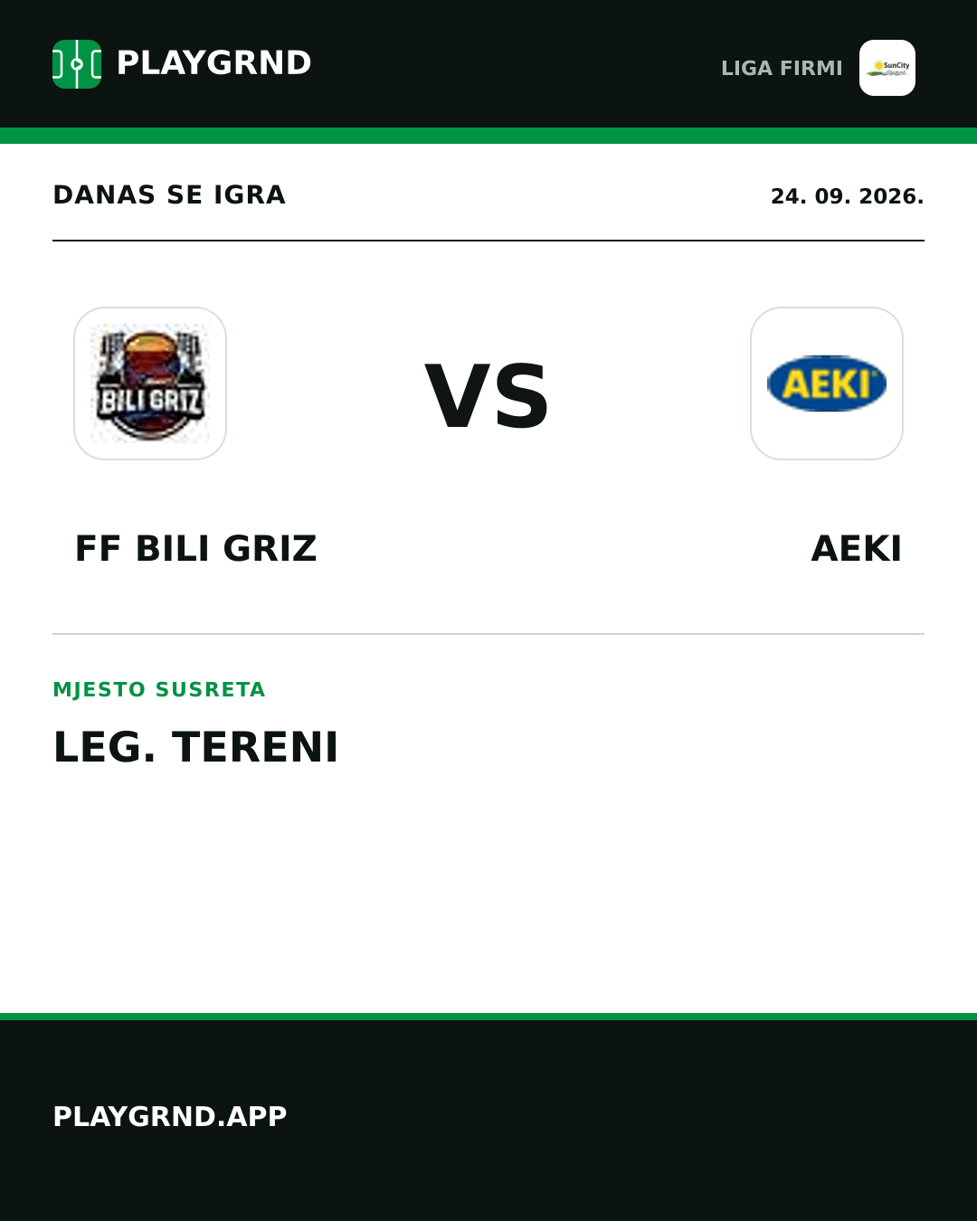 Instagram slika: FF Bili Griz vs AEKI
