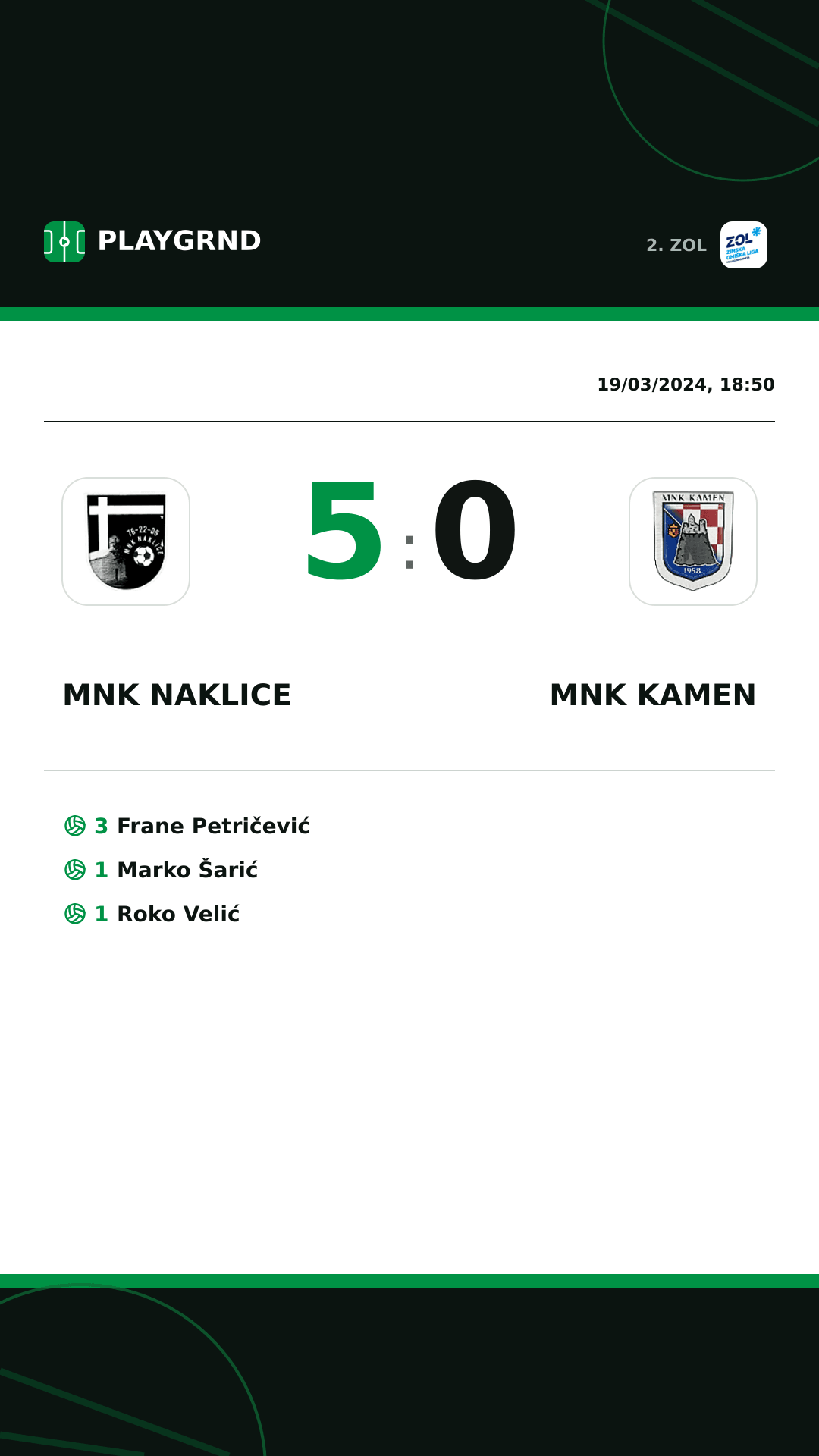 Instagram artwork: MNK Naklice 5:0 MNK Kamen