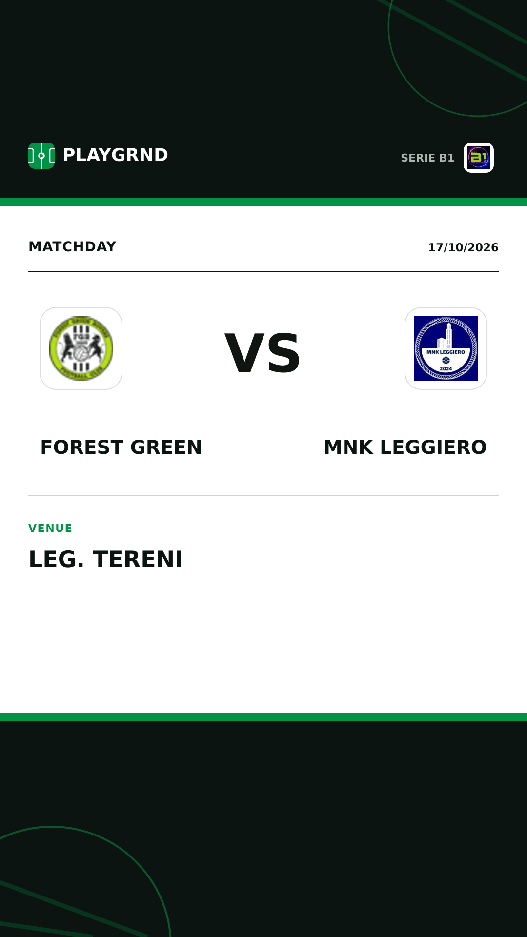 Instagram artwork: Forest Green vs MNK Leggiero