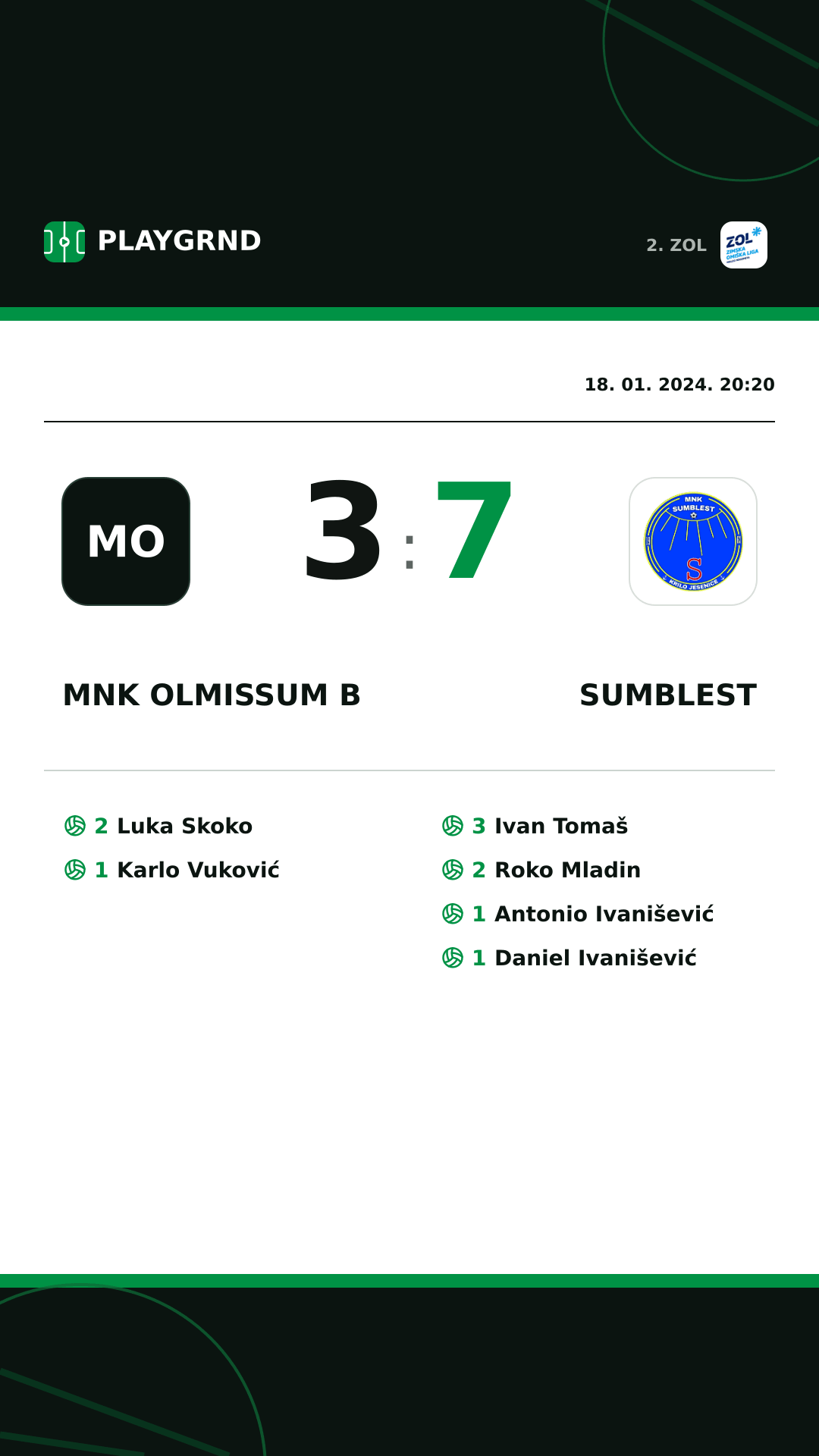 Instagram slika: MNK Olmissum B 3:7 Sumblest