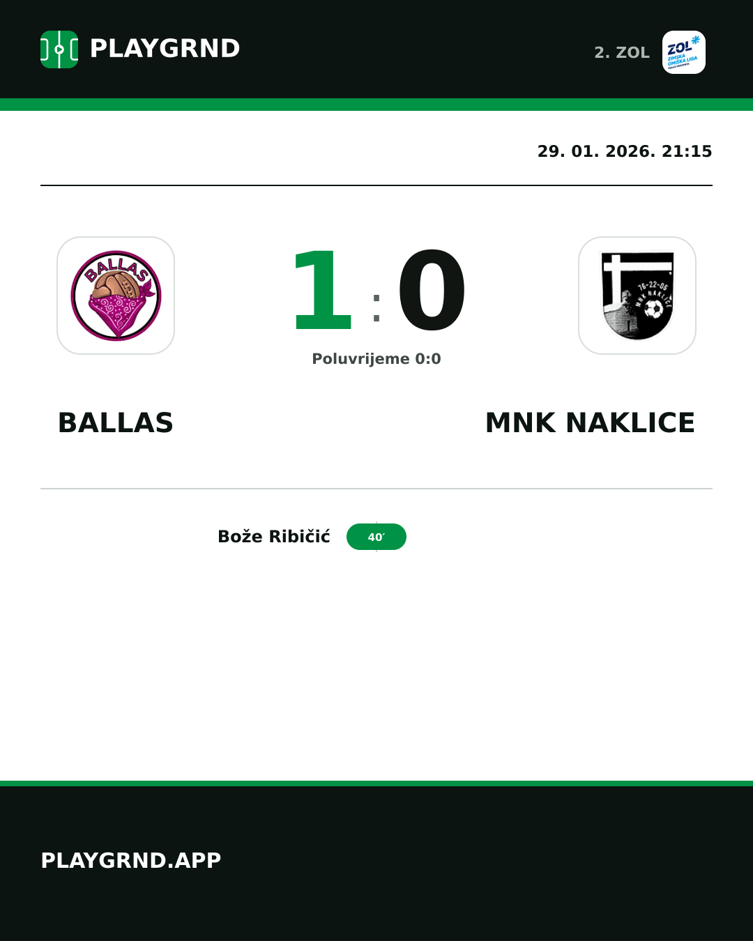 Instagram slika: Ballas 1:0 MNK Naklice