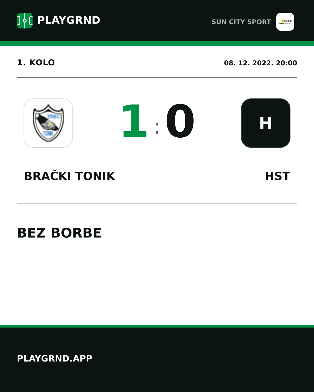 Instagram slika: Brački Tonik 1:0 Hst