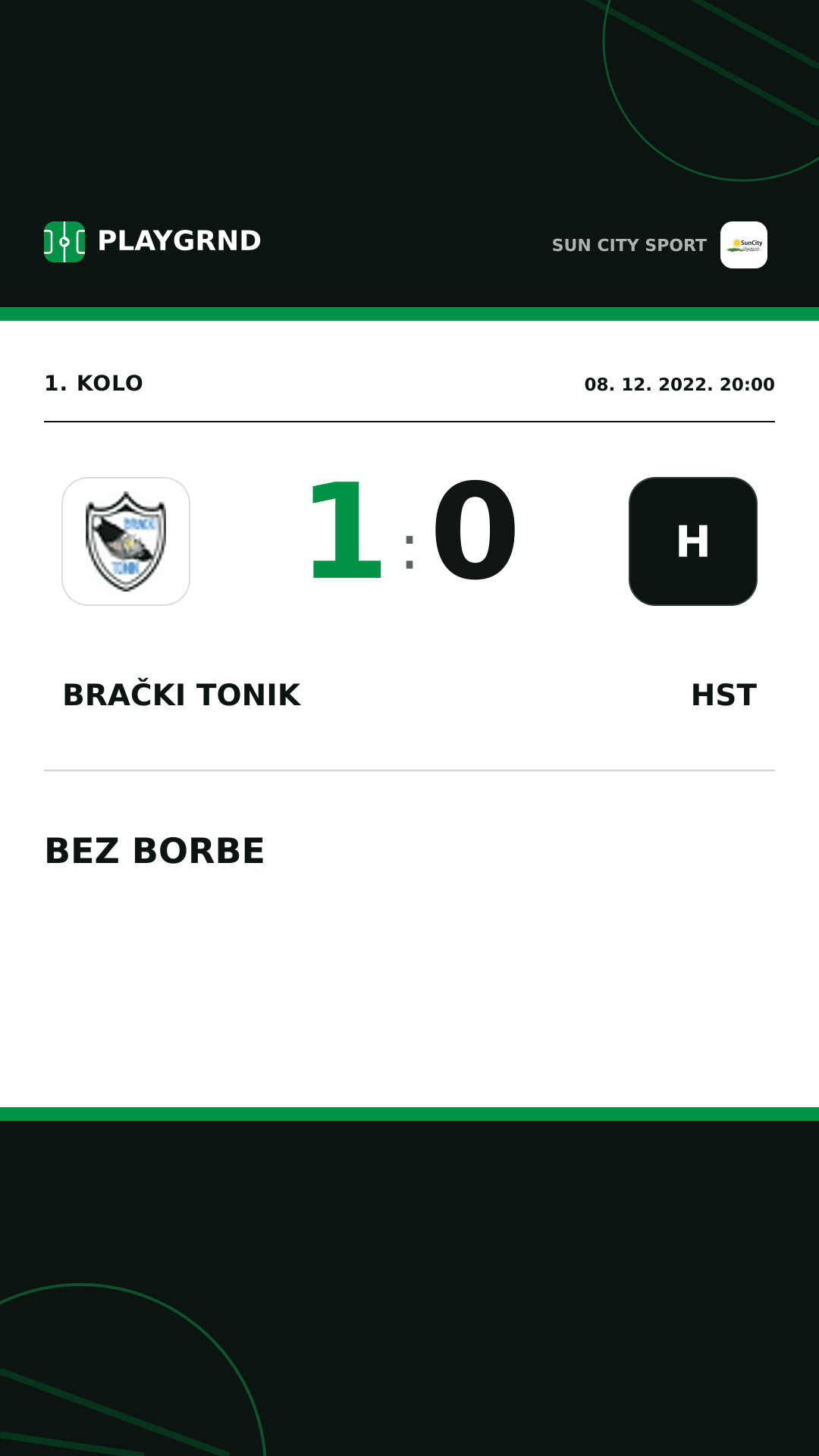 Instagram slika: Brački Tonik 1:0 Hst