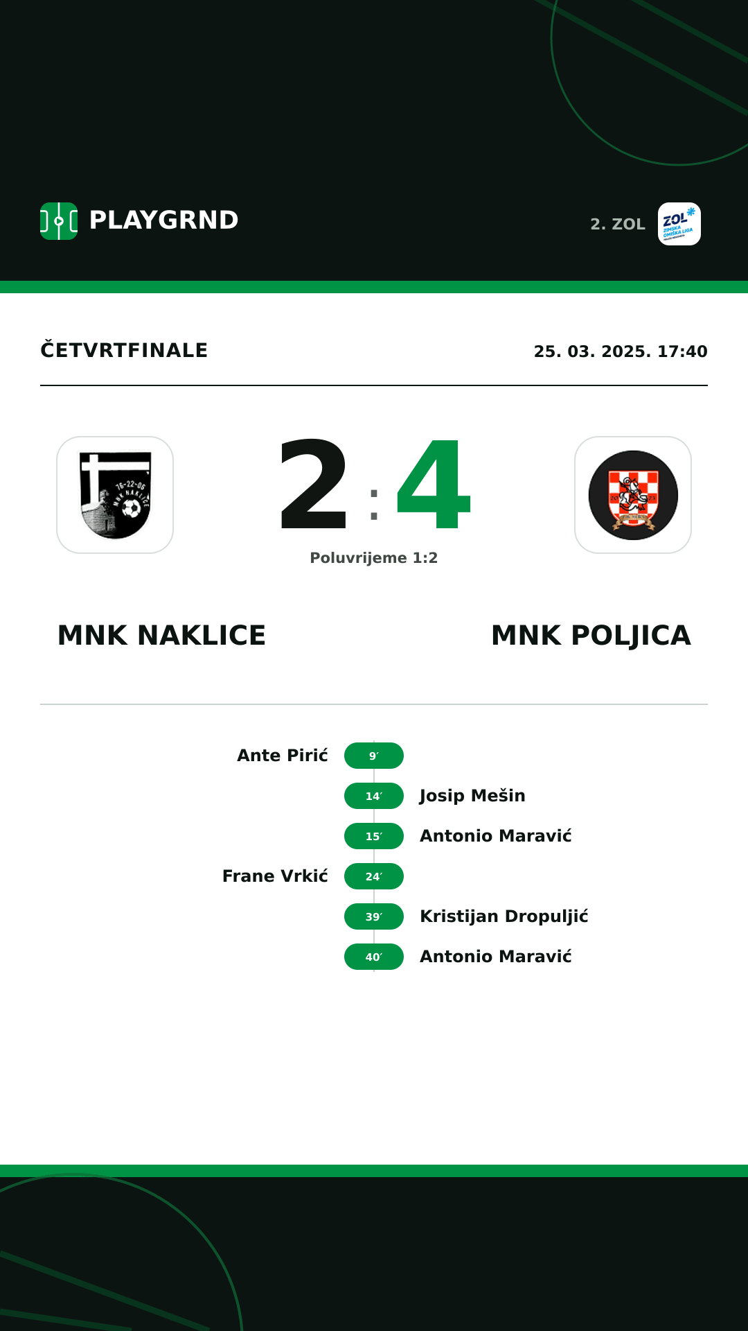 Instagram slika: MNK Naklice 2:4 MNK Poljica