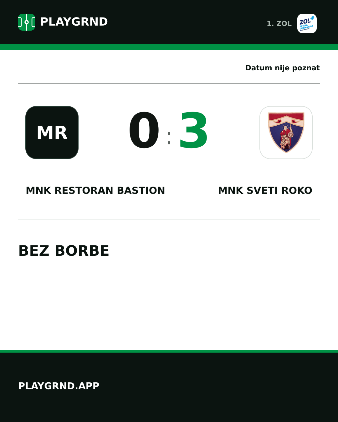 Instagram slika: MNK Restoran Bastion 0:3 MNK Sveti Roko