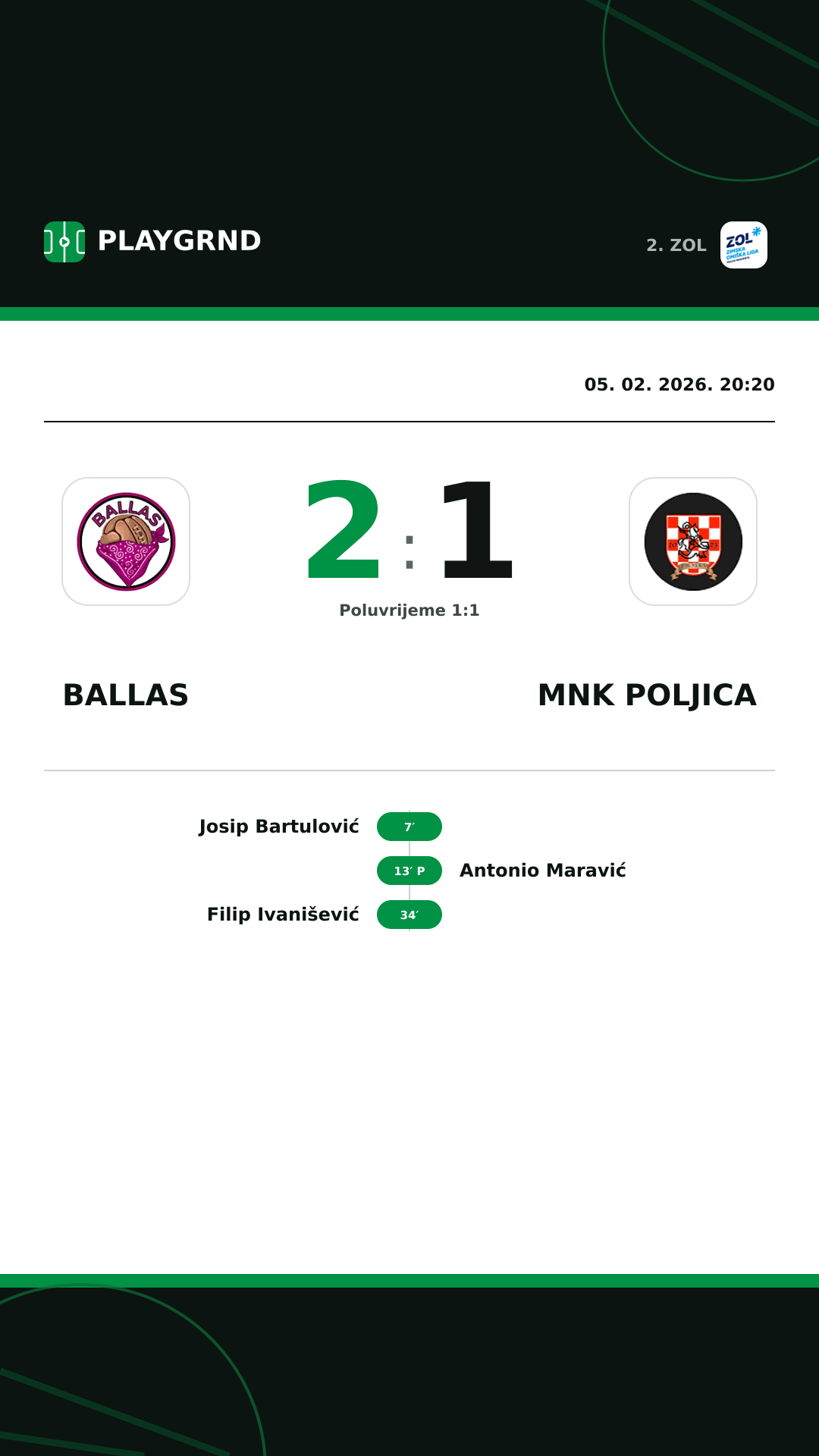 Instagram slika: Ballas 2:1 MNK Poljica