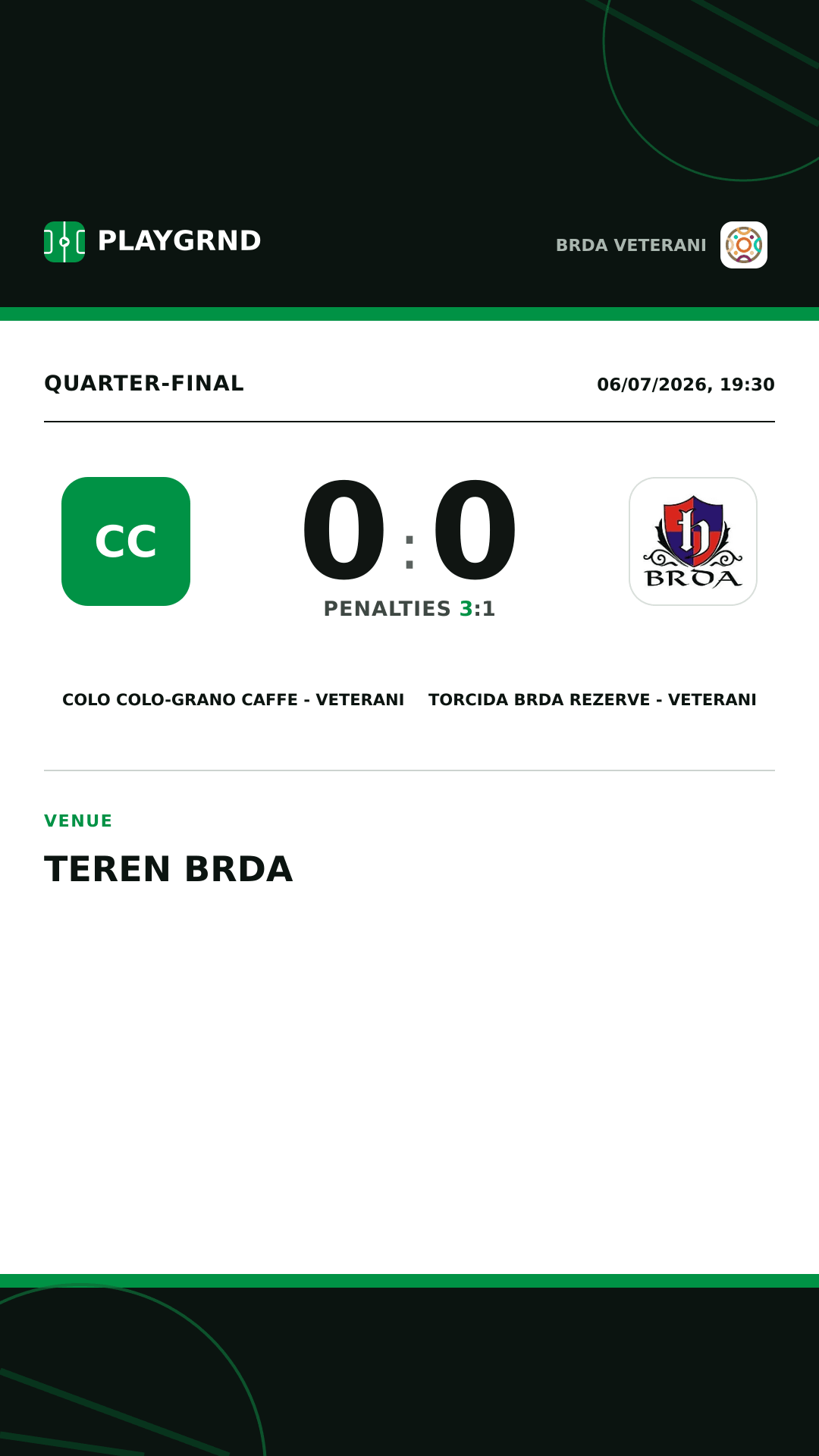 Instagram artwork: Colo Colo-Grano caffe - Veterani 0:0 Torcida Brda Rezerve - Veterani