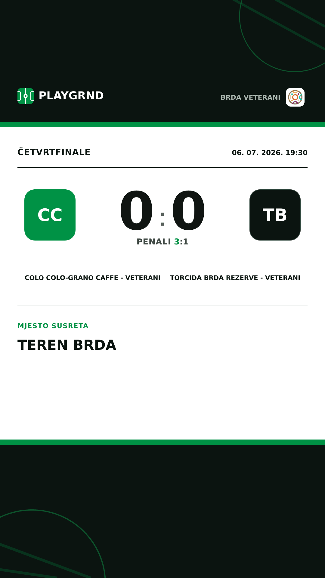 Instagram slika: Colo Colo-Grano caffe - Veterani 0:0 Torcida Brda Rezerve - Veterani