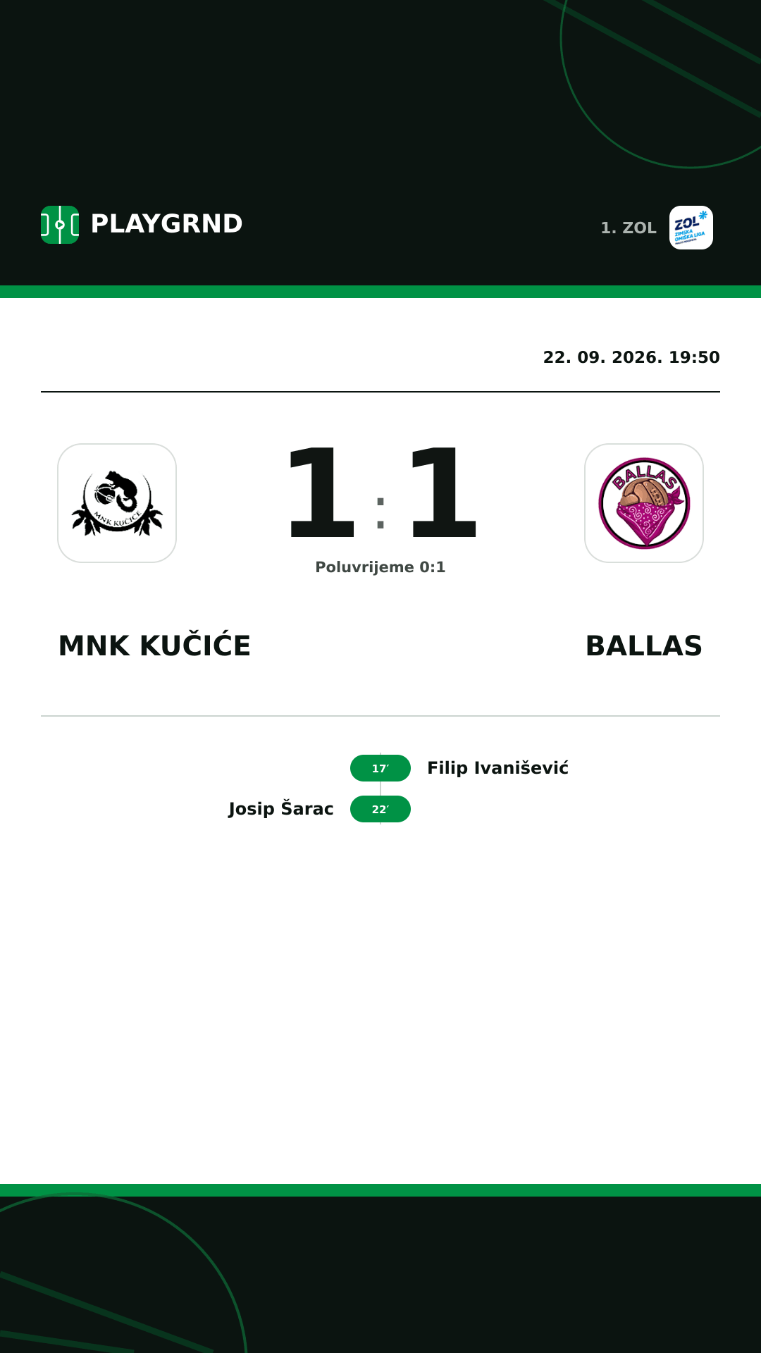 Instagram slika: MNK Kučiće 1:1 Ballas