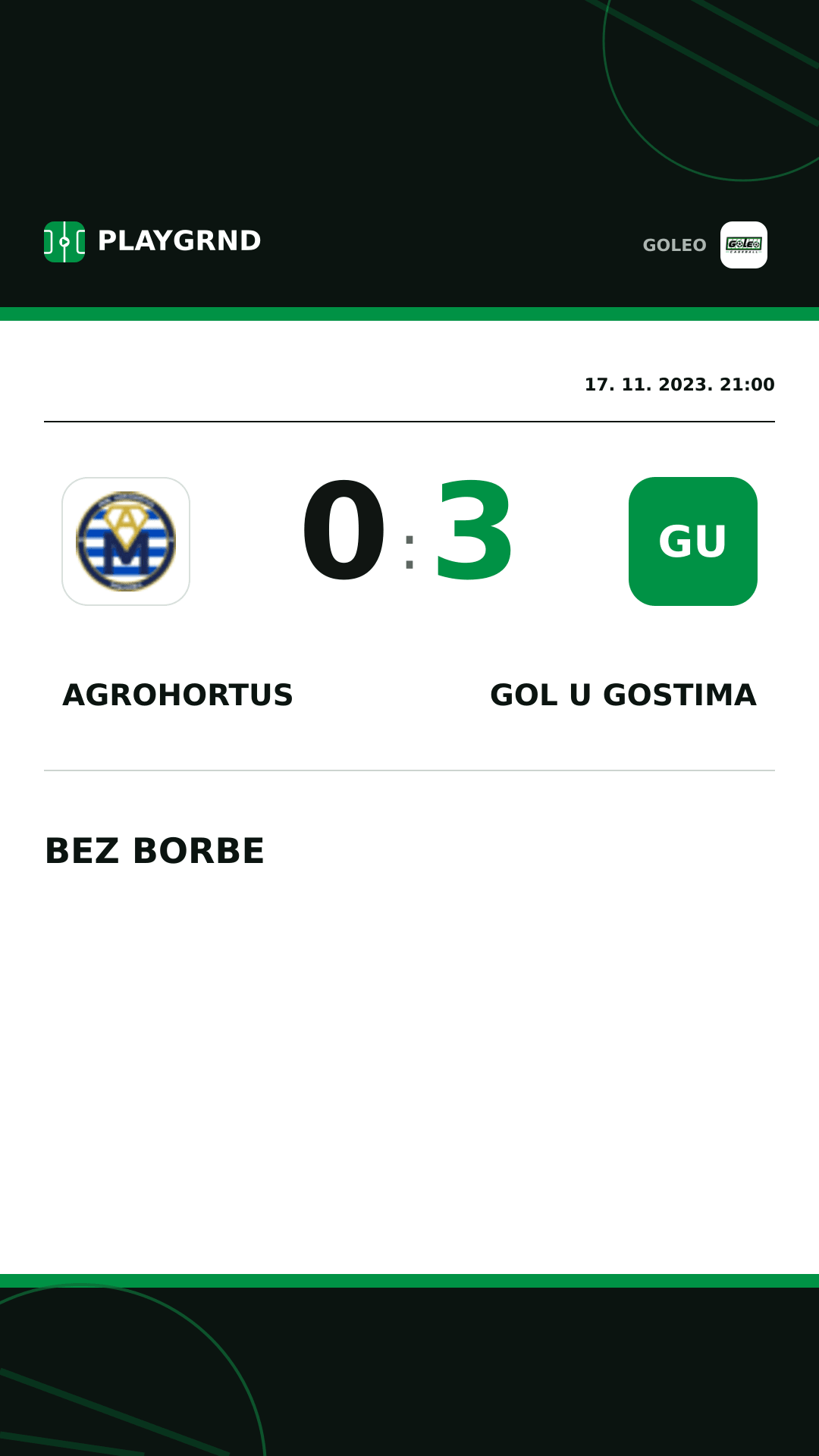 Instagram slika: Agrohortus 0:3 Gol u gostima