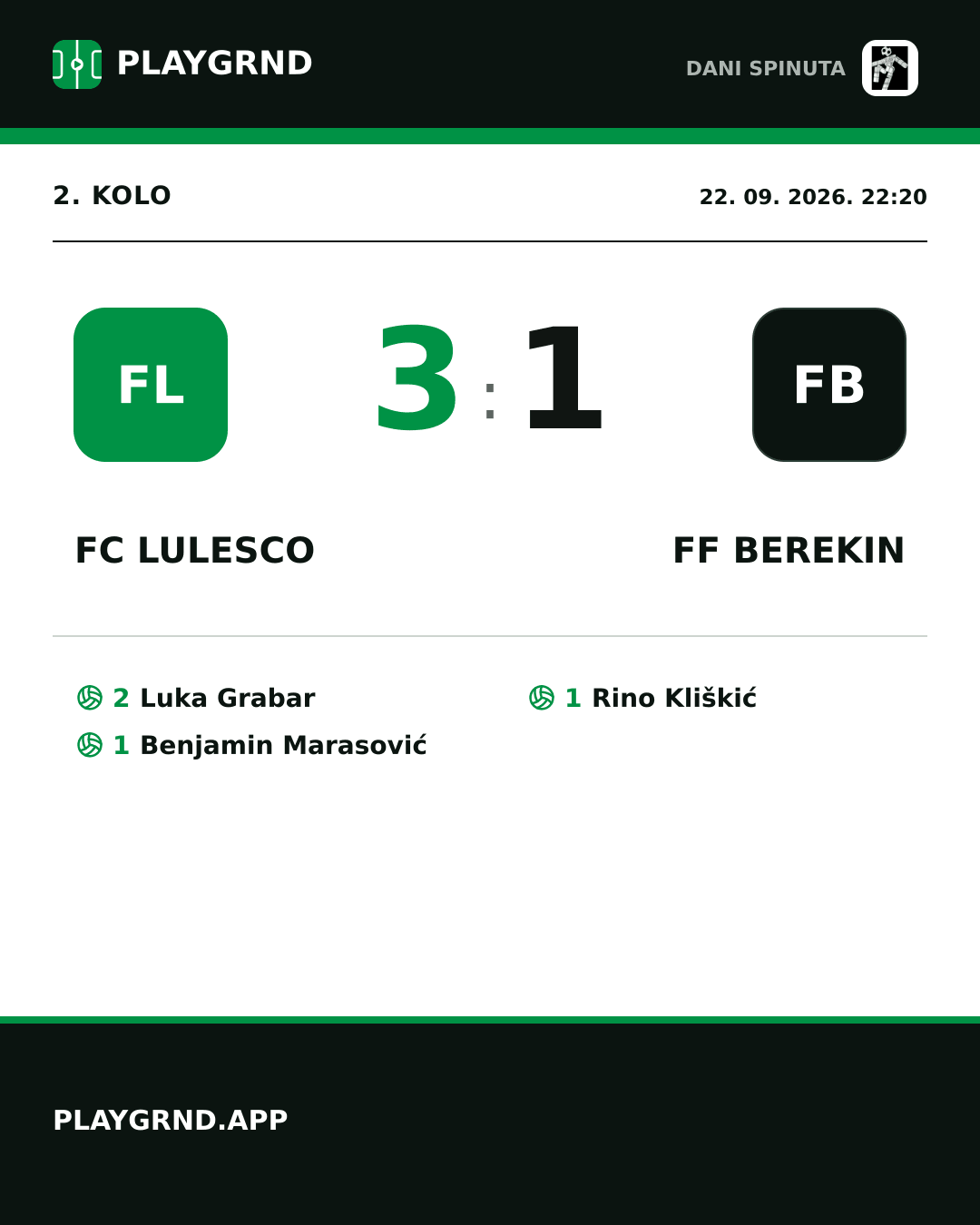 Instagram slika: FC Lulesco 3:1 FF Berekin