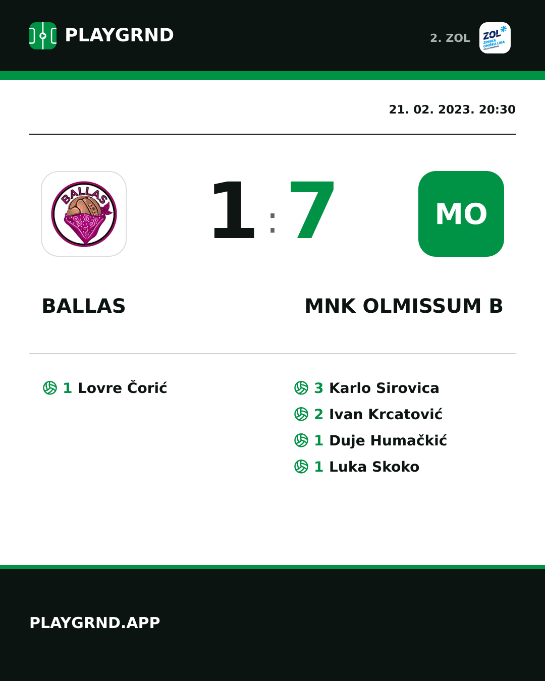 Instagram slika: Ballas 1:7 MNK Olmissum B