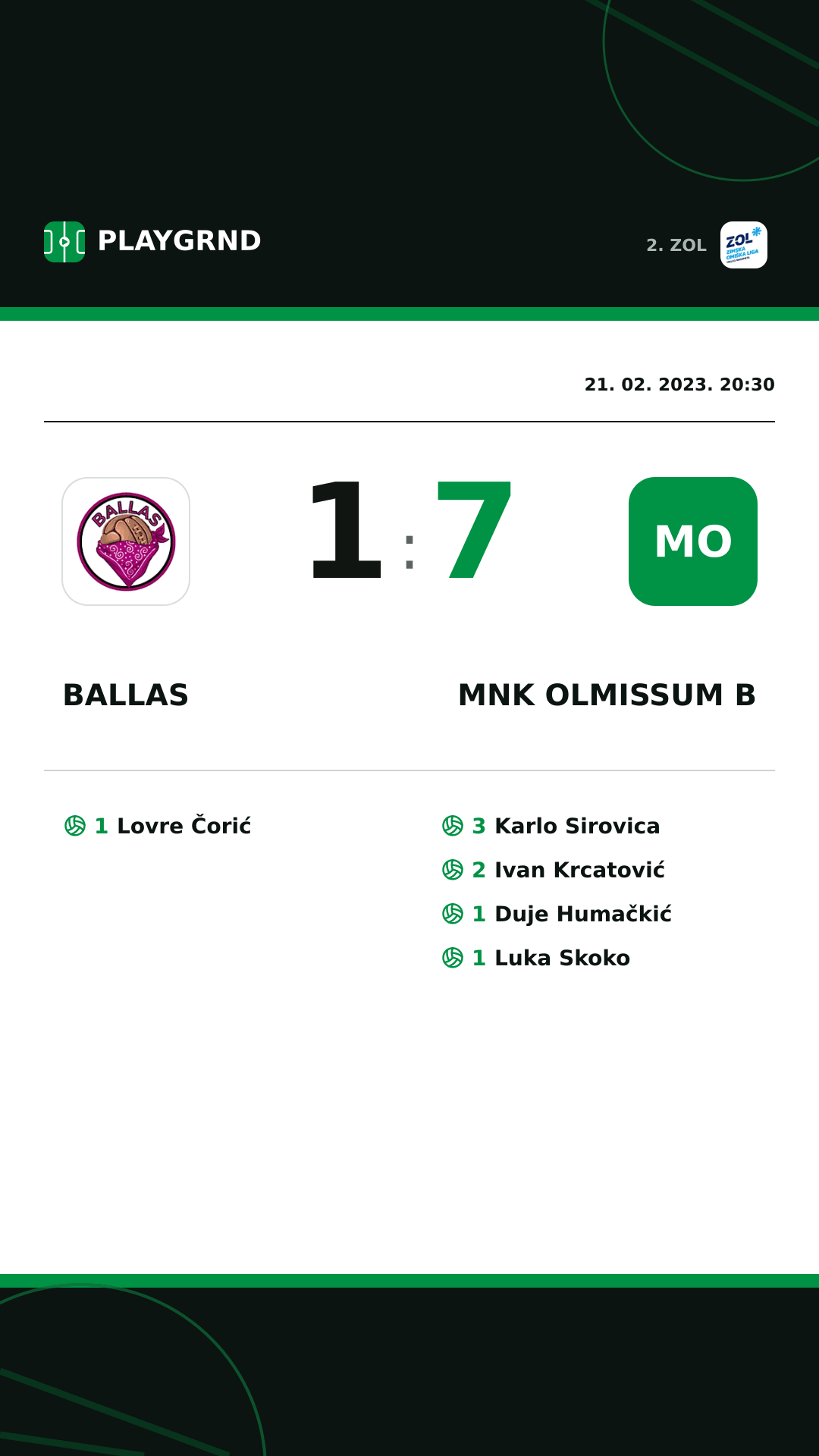 Instagram slika: Ballas 1:7 MNK Olmissum B