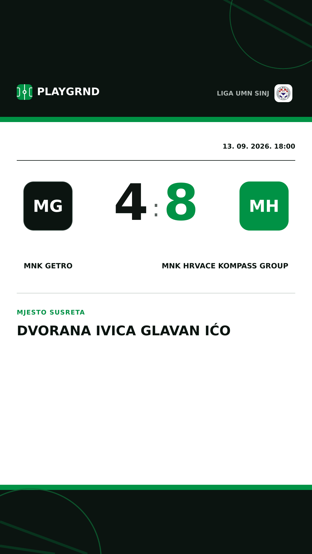 Instagram slika: MNK Getro 4:8 MNK Hrvace Kompass Group