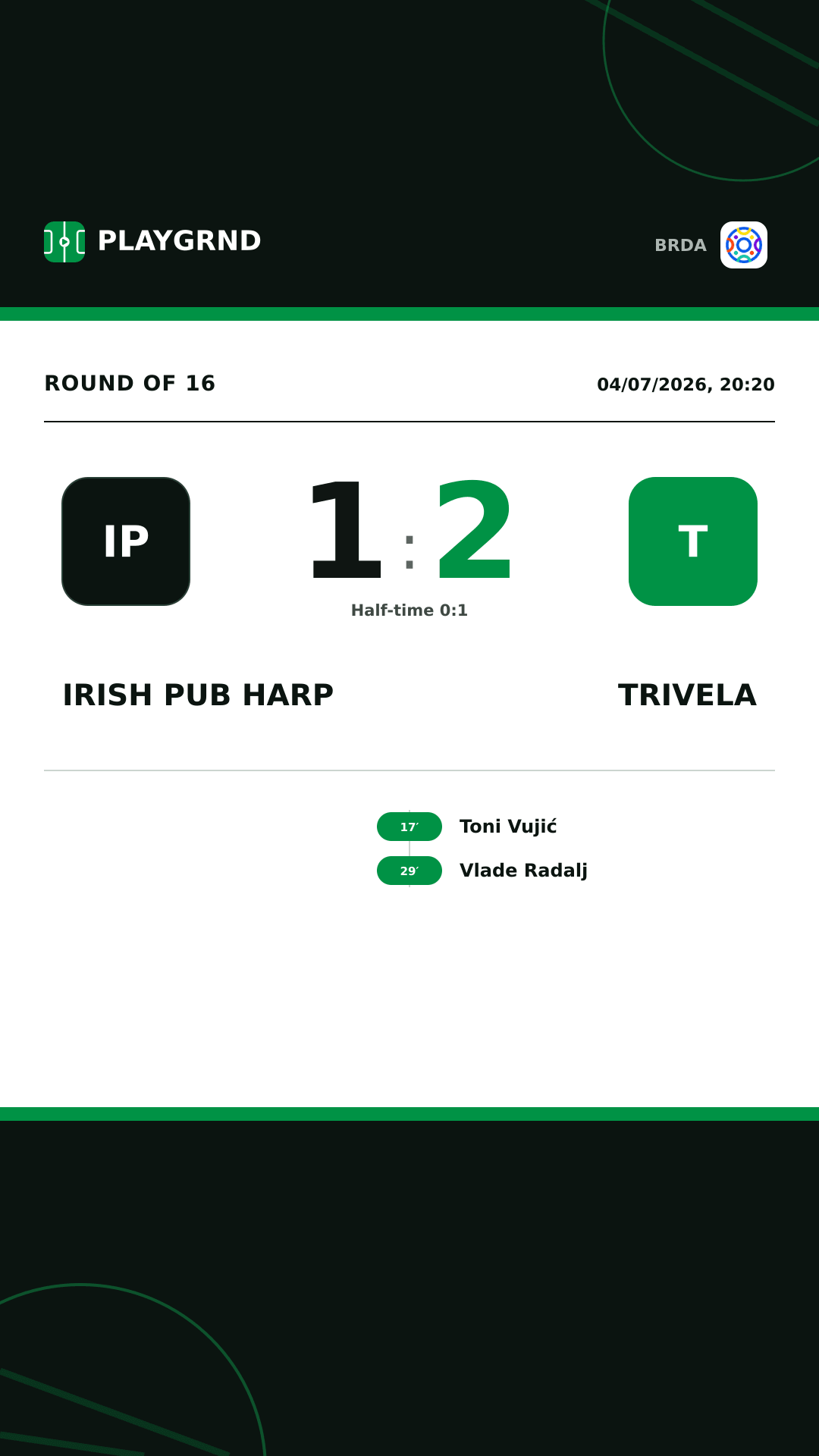 Instagram artwork: Irish Pub Harp 1:2 Trivela