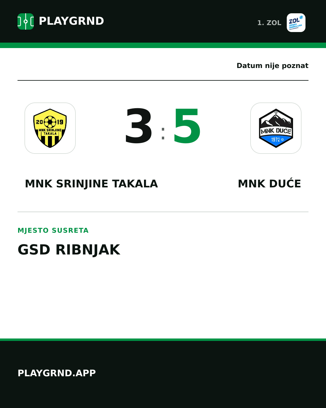 Instagram slika: MNK Srinjine Takala 3:5 MNK Duće