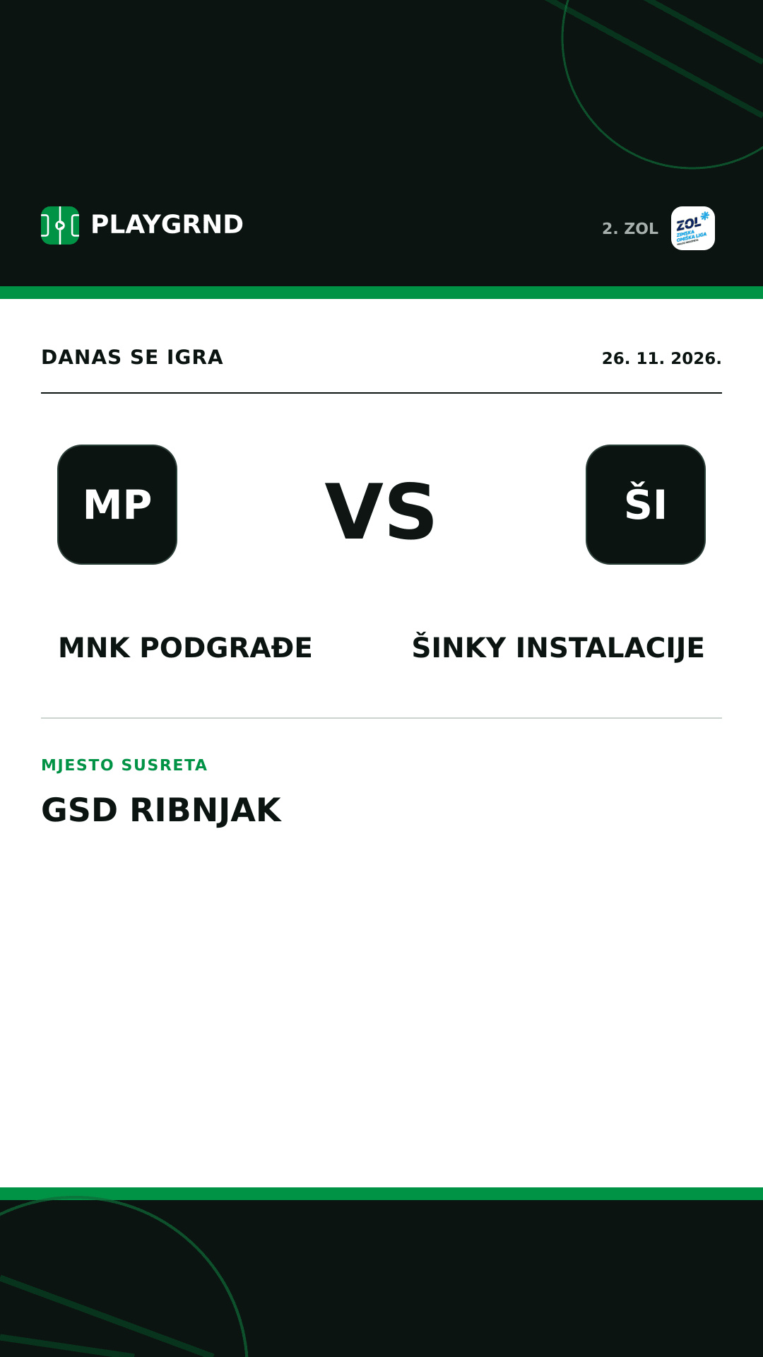 Instagram slika: MNK Podgrađe vs Šinky Instalacije