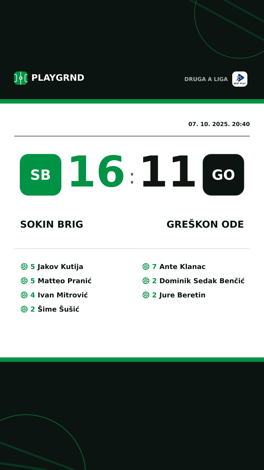 Instagram slika: Sokin Brig 16:11 Greškon Ode