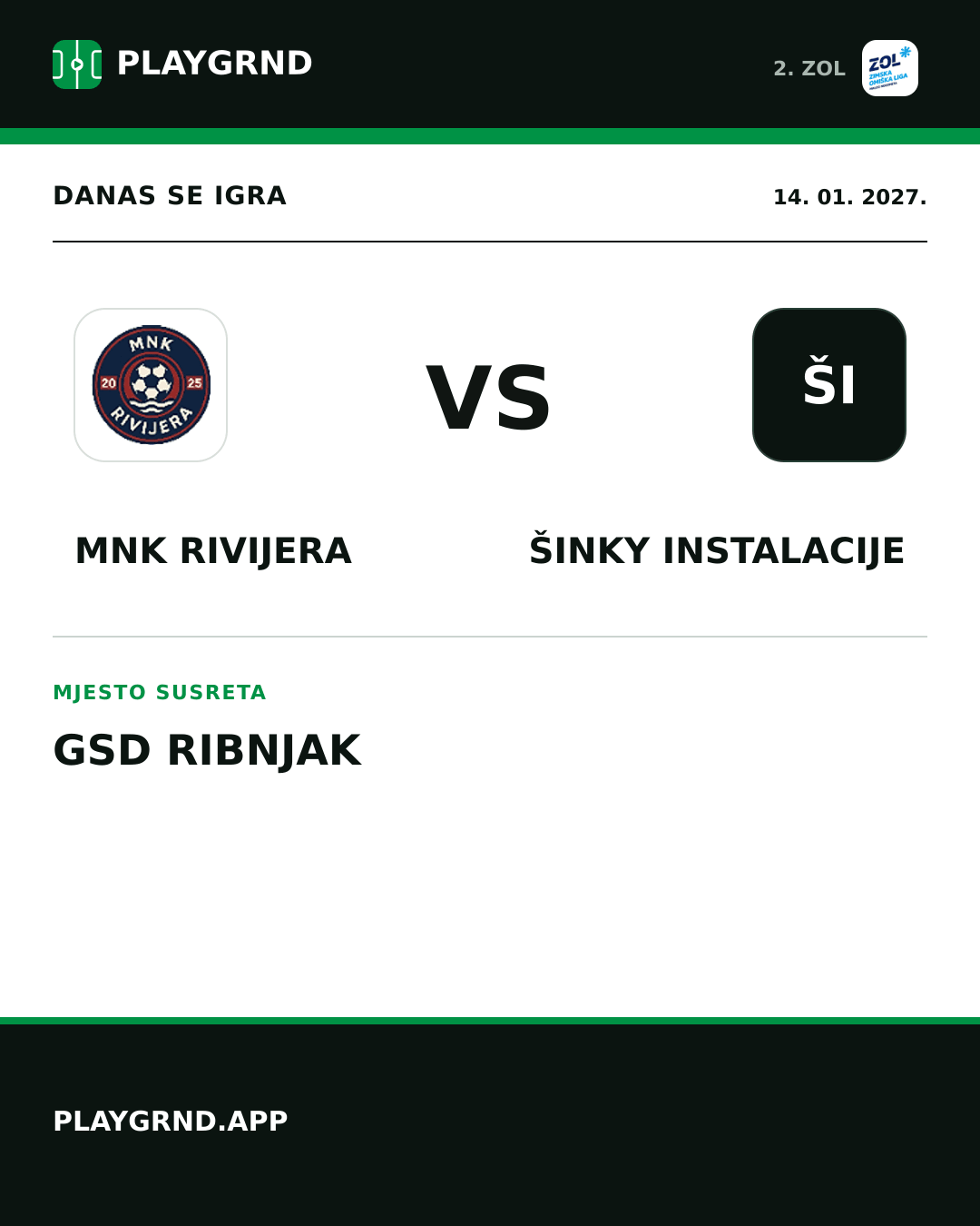 Instagram slika: MNK Rivijera vs Šinky Instalacije