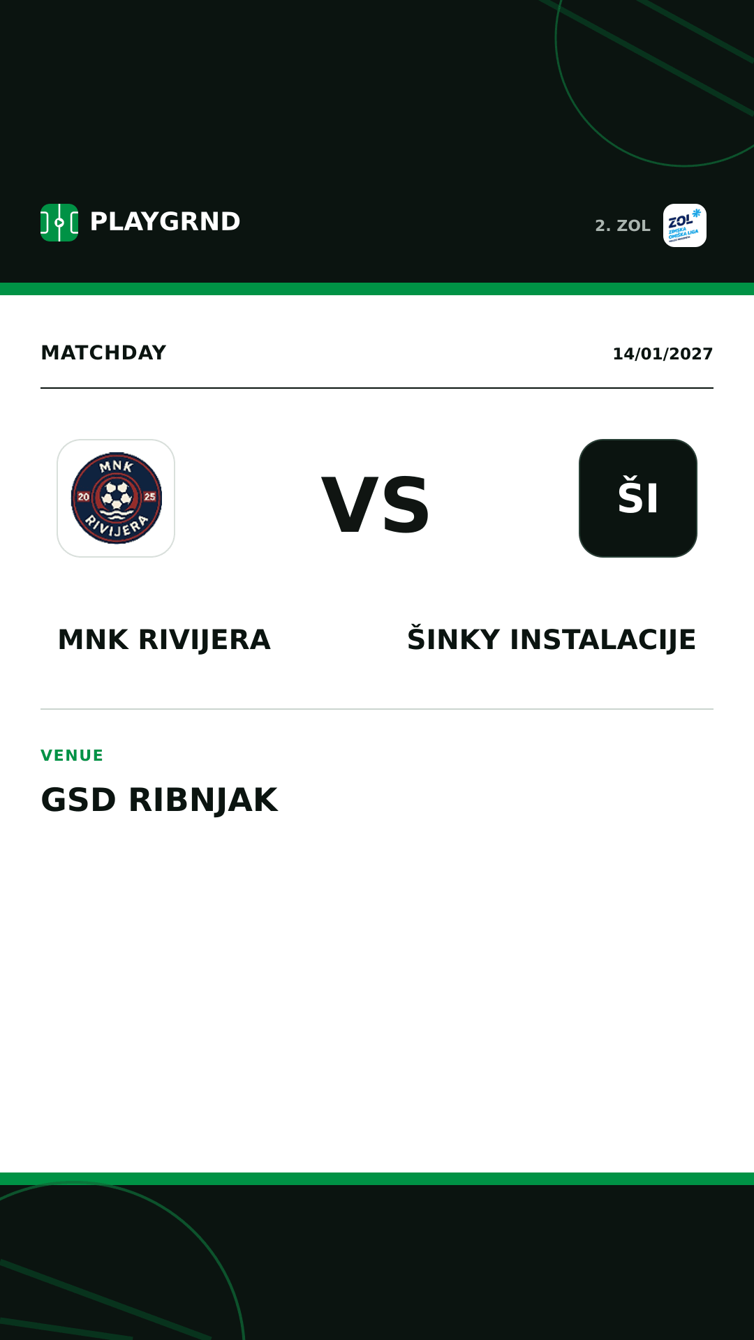 Instagram artwork: MNK Rivijera vs Šinky Instalacije