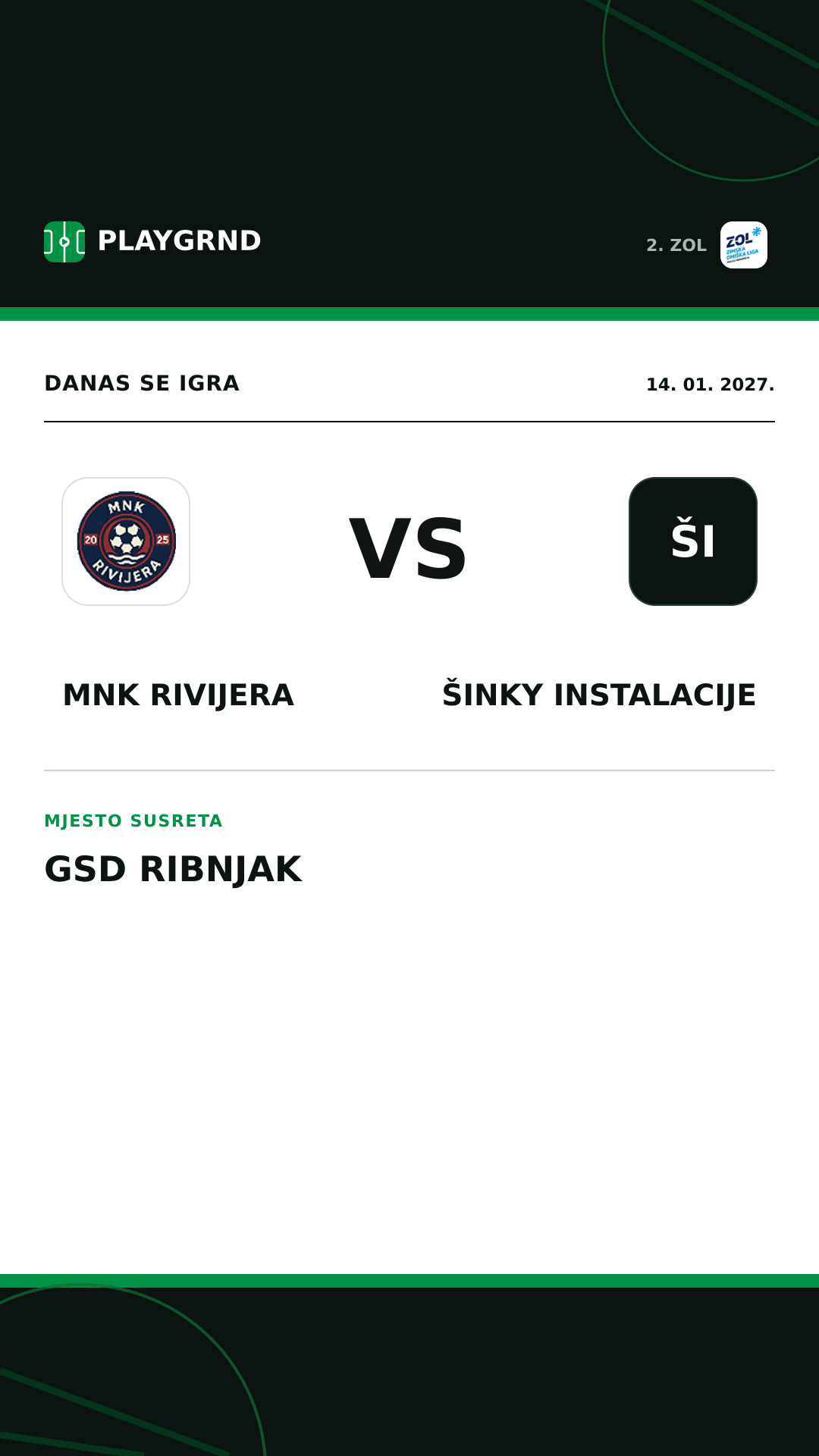 Instagram slika: MNK Rivijera vs Šinky Instalacije