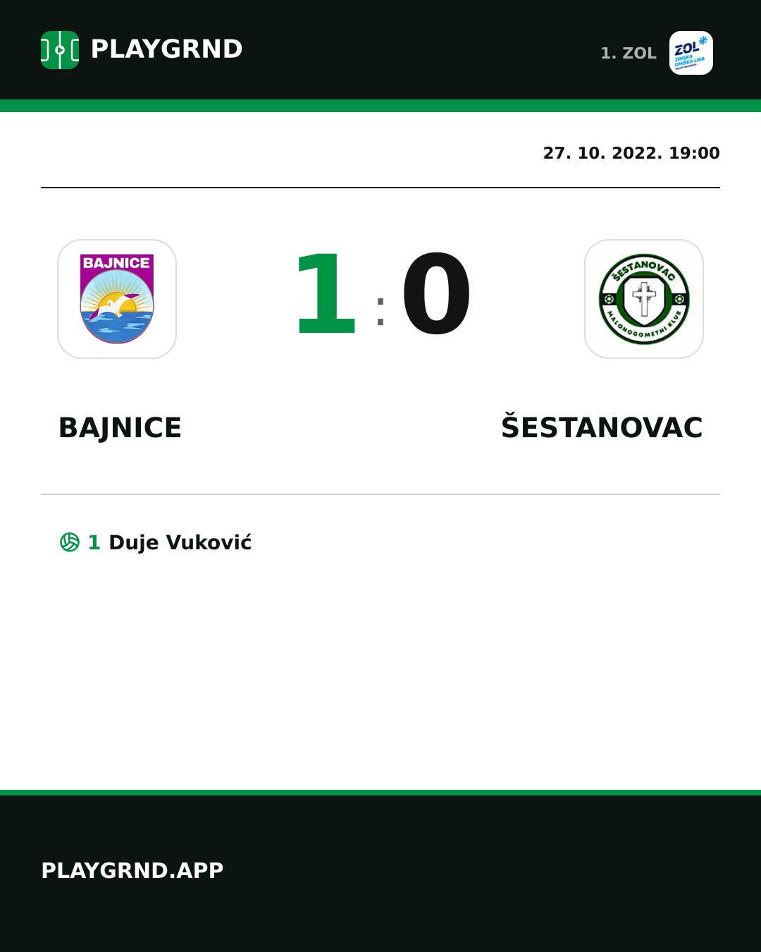 Instagram slika: Bajnice 1:0 Šestanovac