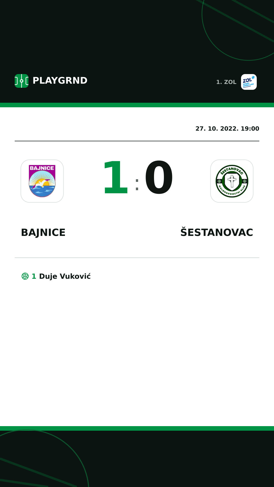 Instagram slika: Bajnice 1:0 Šestanovac
