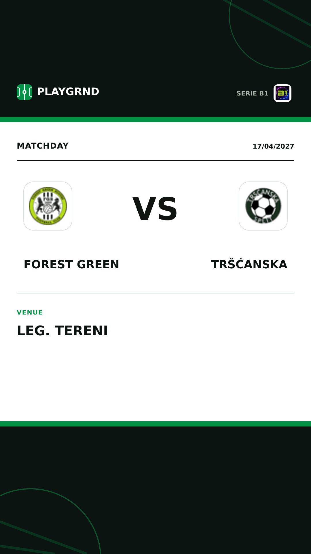 Instagram artwork: Forest Green vs Tršćanska