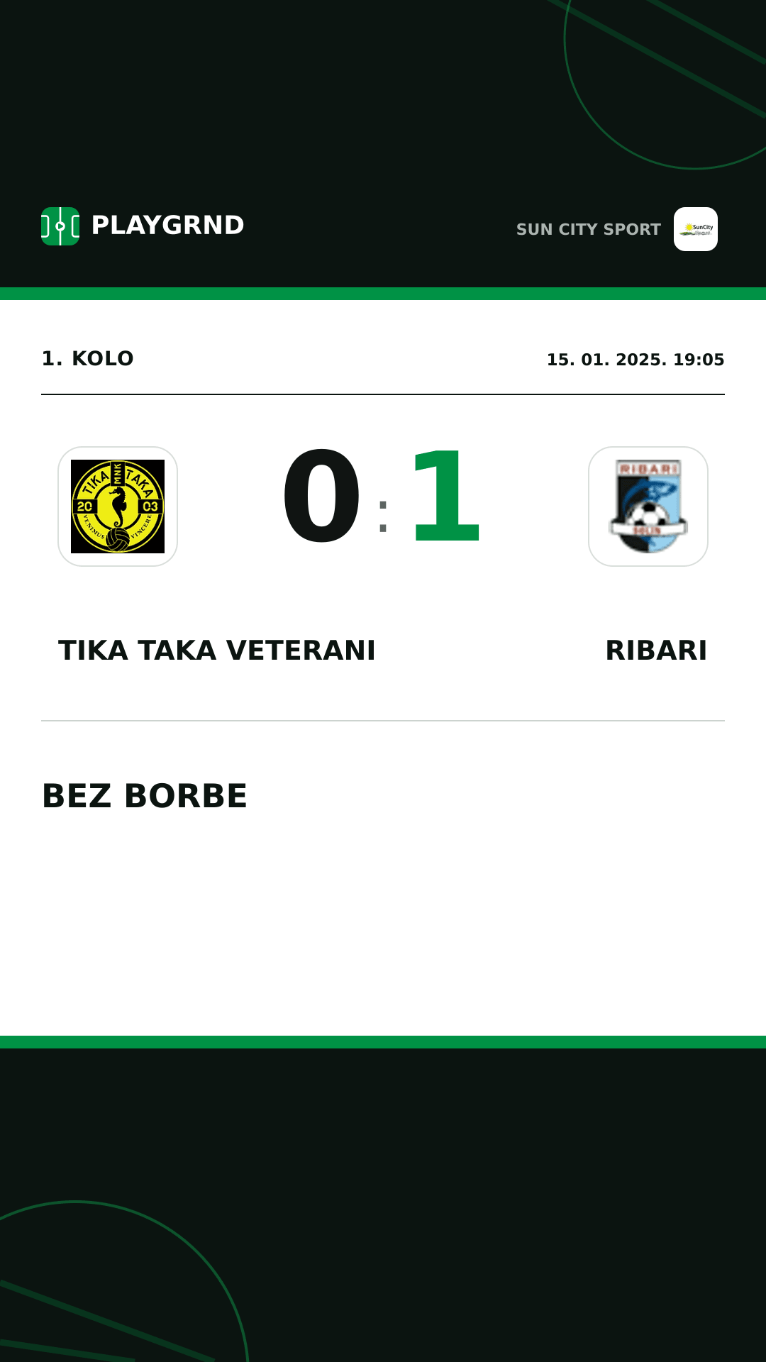 Instagram slika: Tika Taka Veterani 0:1 Ribari