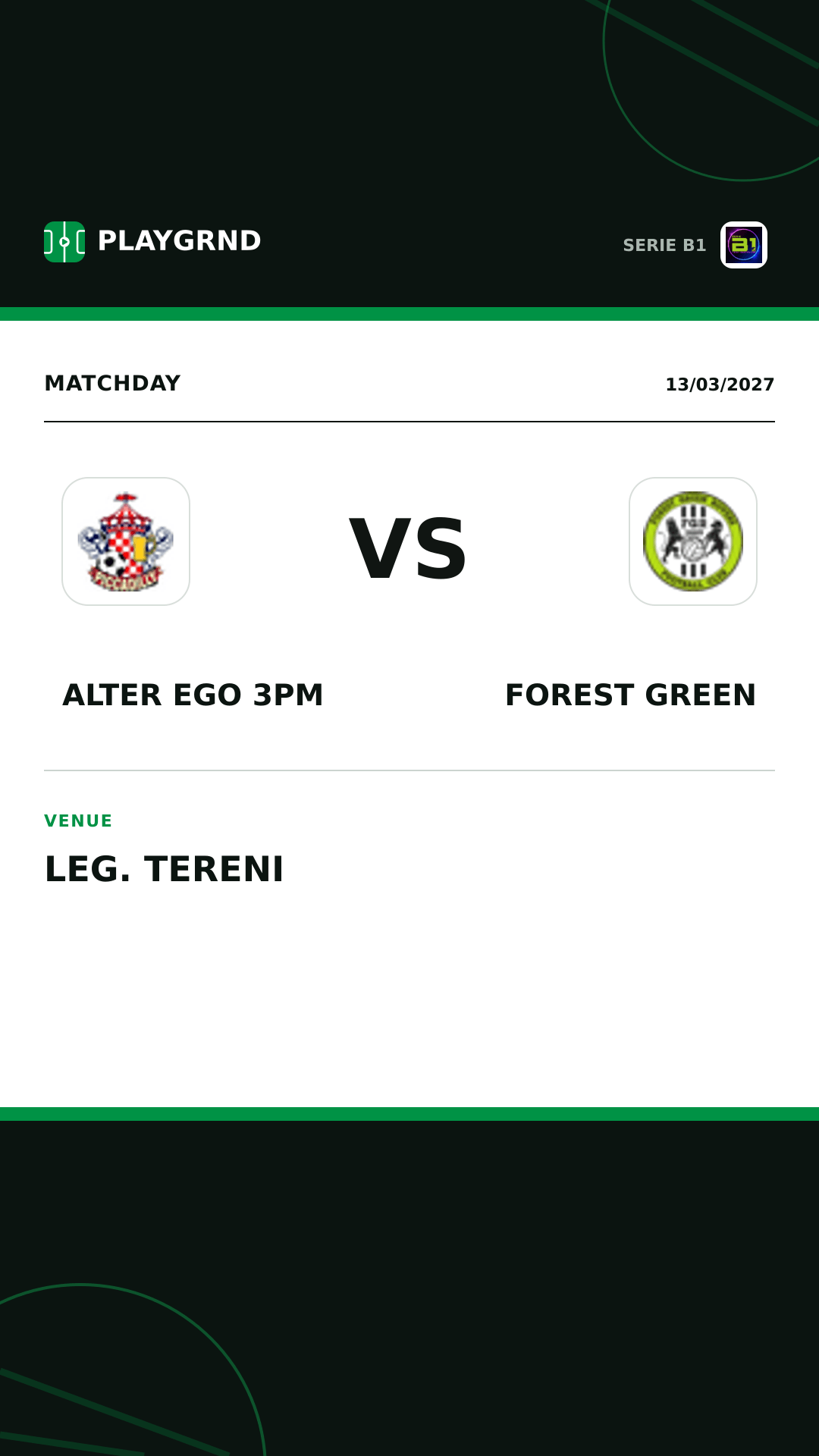Instagram artwork: Alter Ego 3PM vs Forest Green