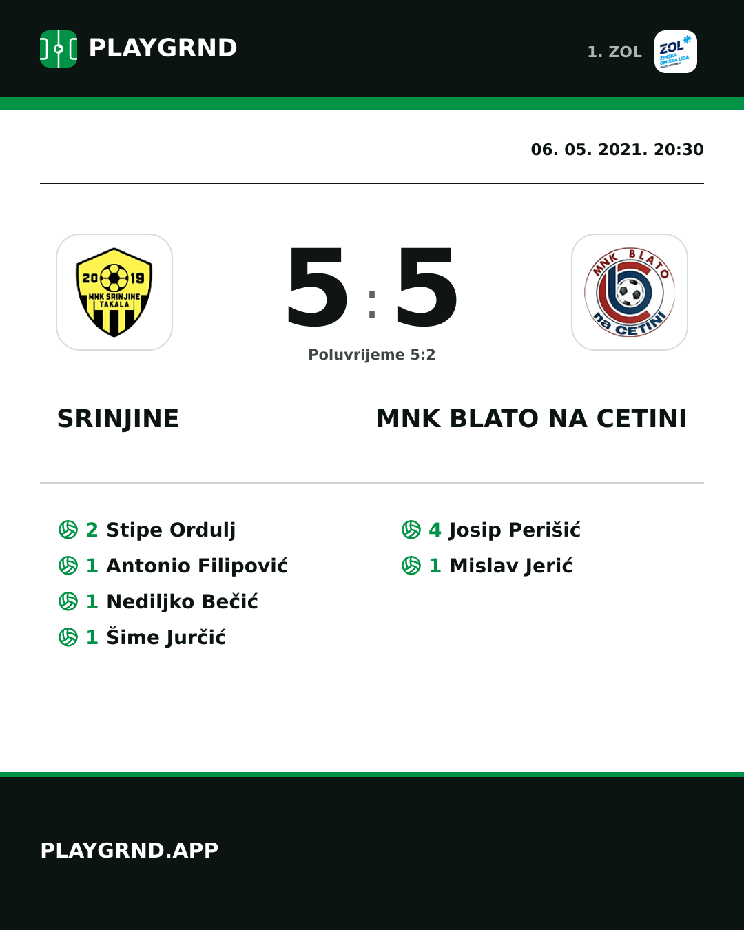Instagram slika: Srinjine 5:5 MNK Blato na Cetini