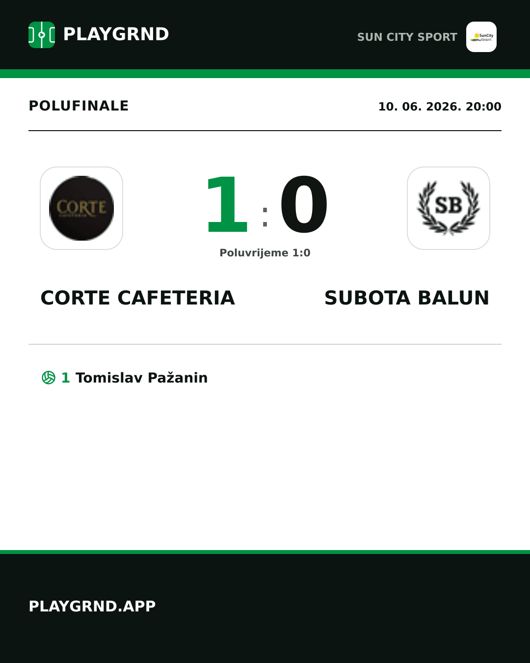Instagram slika: Corte Cafeteria 1:0 Subota Balun