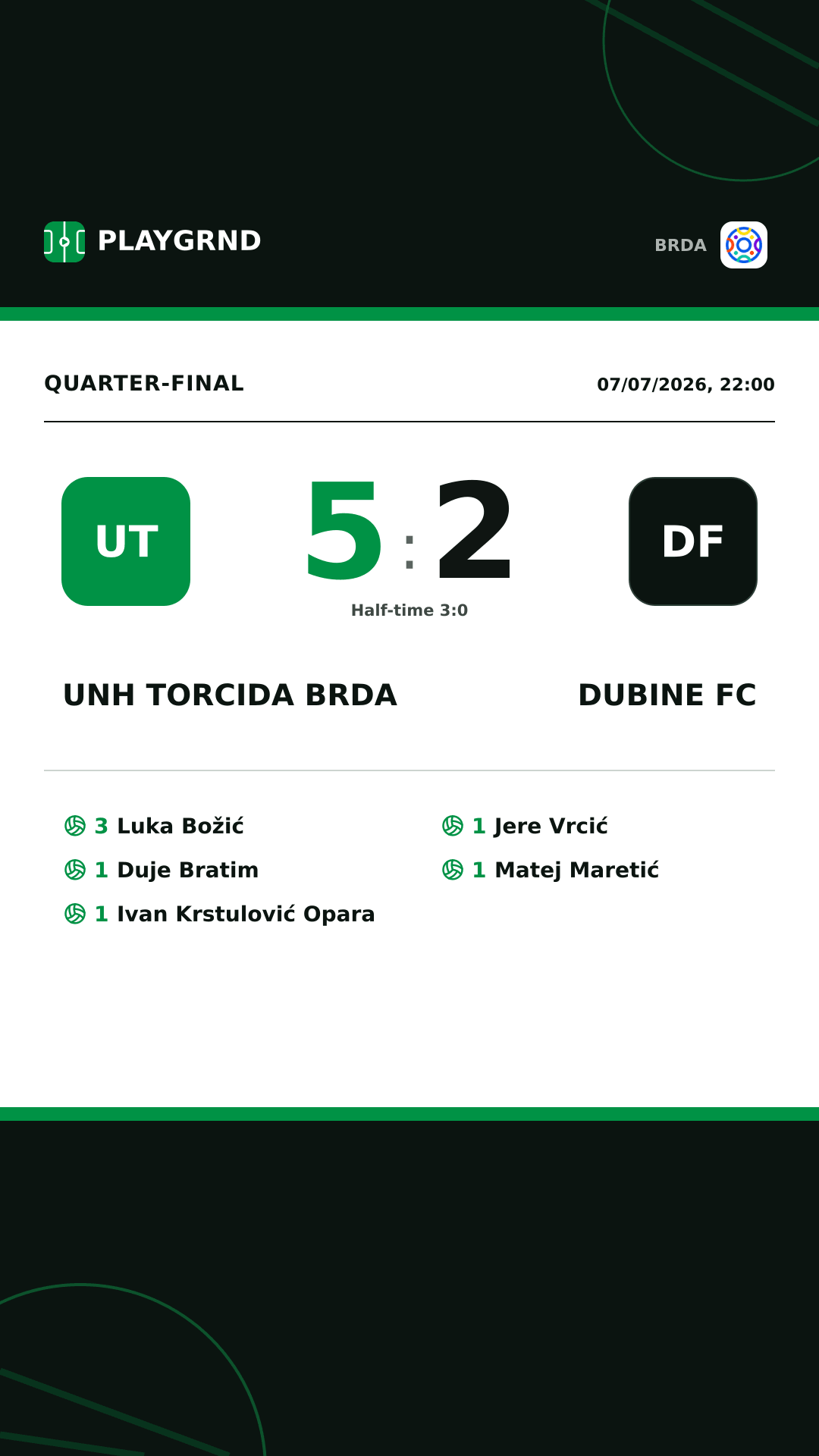 Instagram artwork: UNH Torcida Brda 5:2 Dubine FC