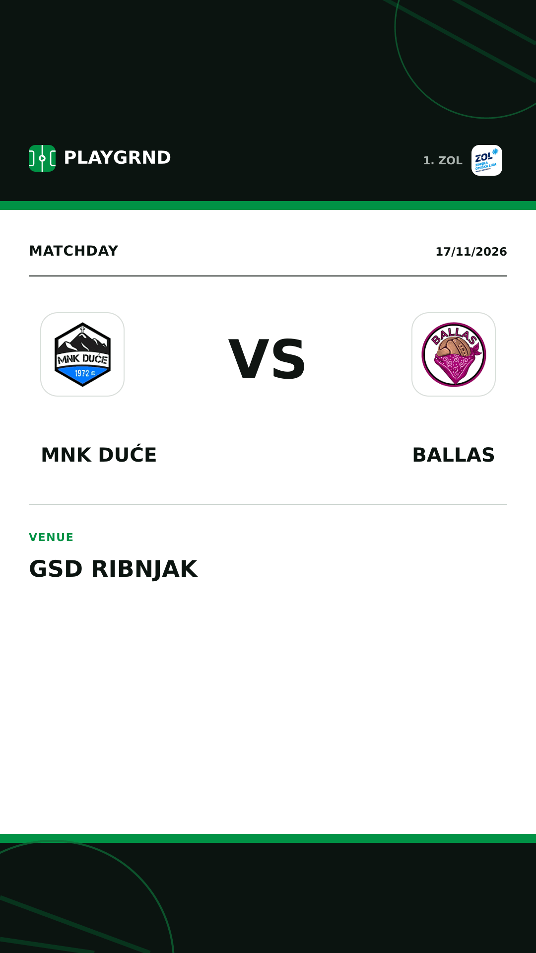 Instagram artwork: MNK Duće vs Ballas