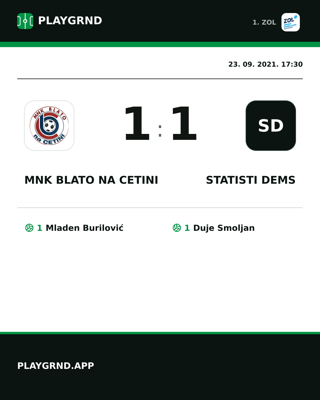 Instagram slika: MNK Blato na Cetini 1:1 STatisti DEMS