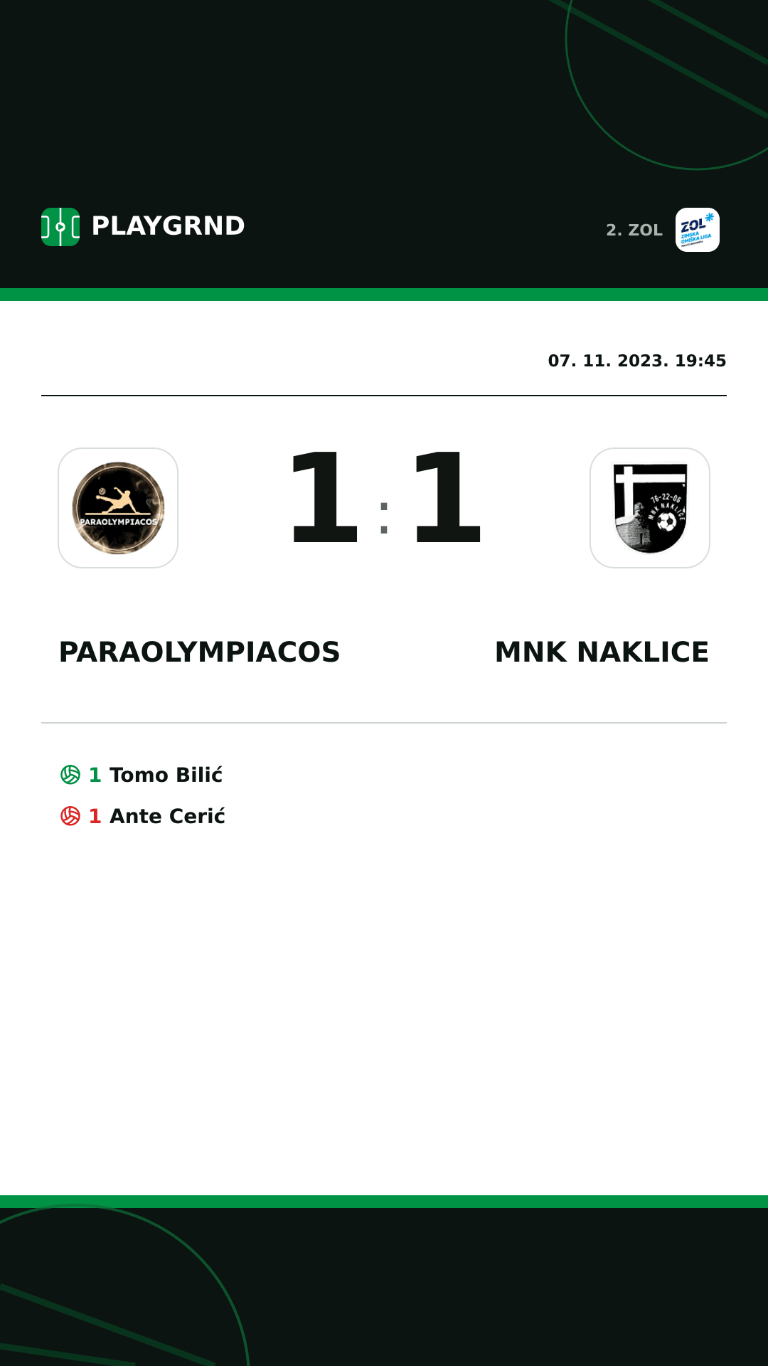 Instagram slika: Paraolympiacos 1:1 MNK Naklice