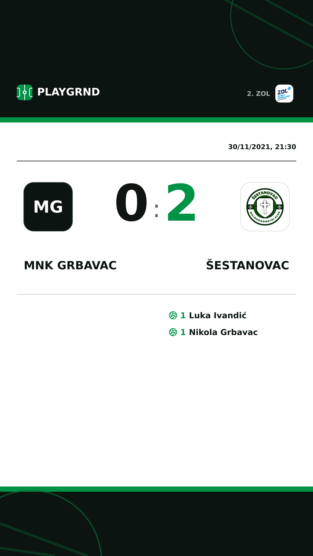 Instagram artwork: MNK Grbavac 0:2 Šestanovac